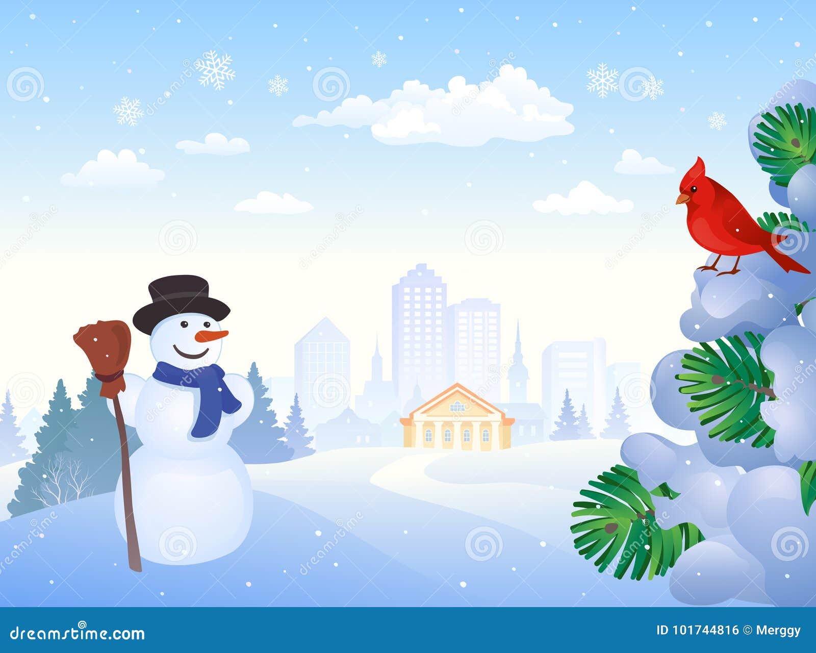 Download Winter city park stock vector. Illustration of frost - 101744816