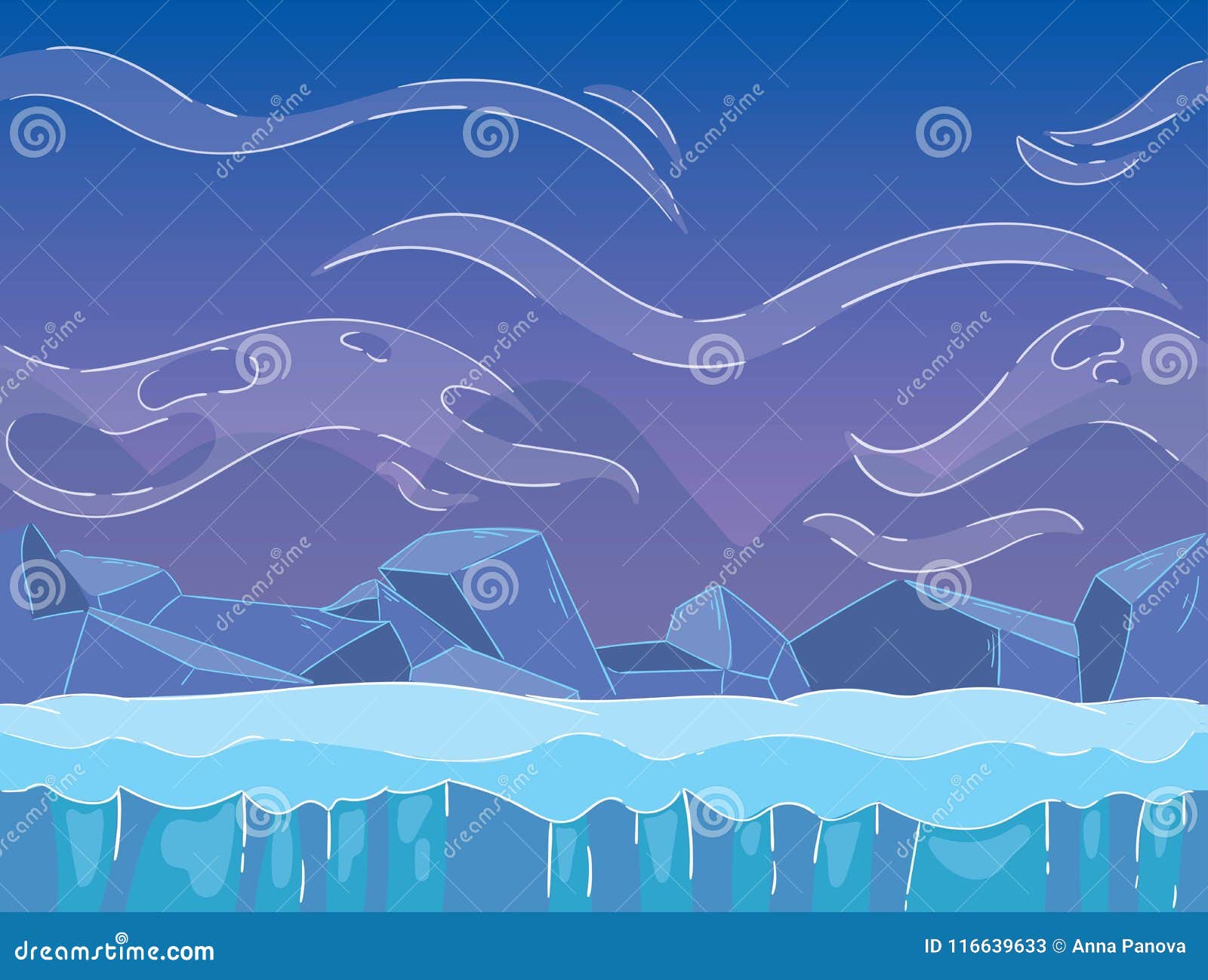 Winter Northern Landscape. Seamless Cartoon Winter Landscape Stock ...