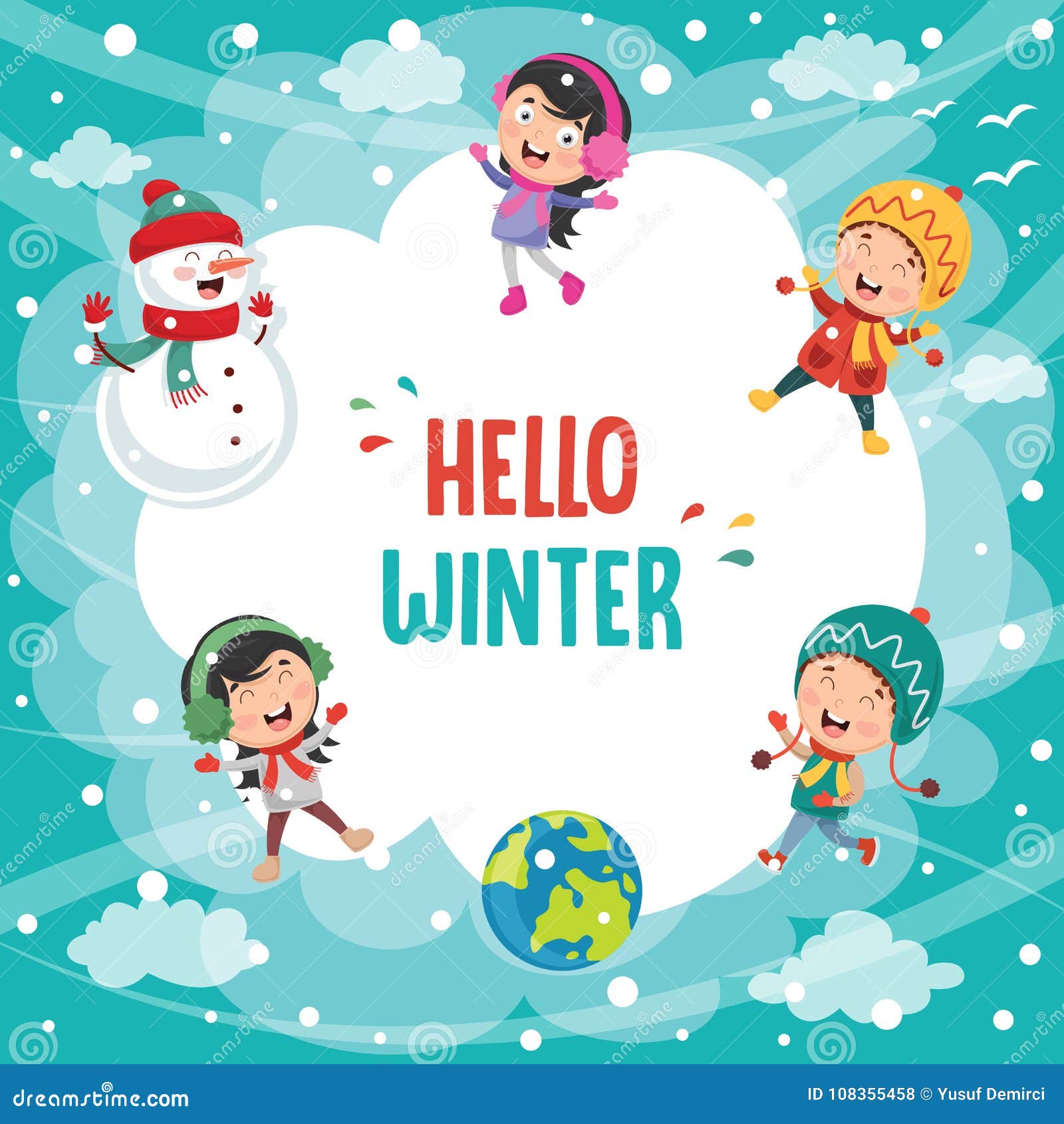 Download Vector Illustration Of Winter Scene Stock Vector - Illustration of autumn, greeting: 108355458