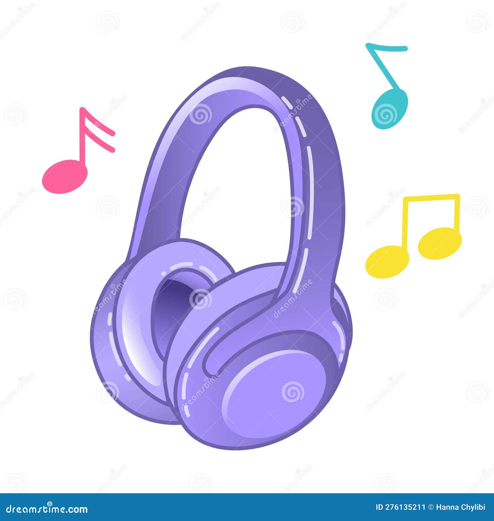 Vector Illustration of Wireless Headphones in Cartoon Style. Headphone