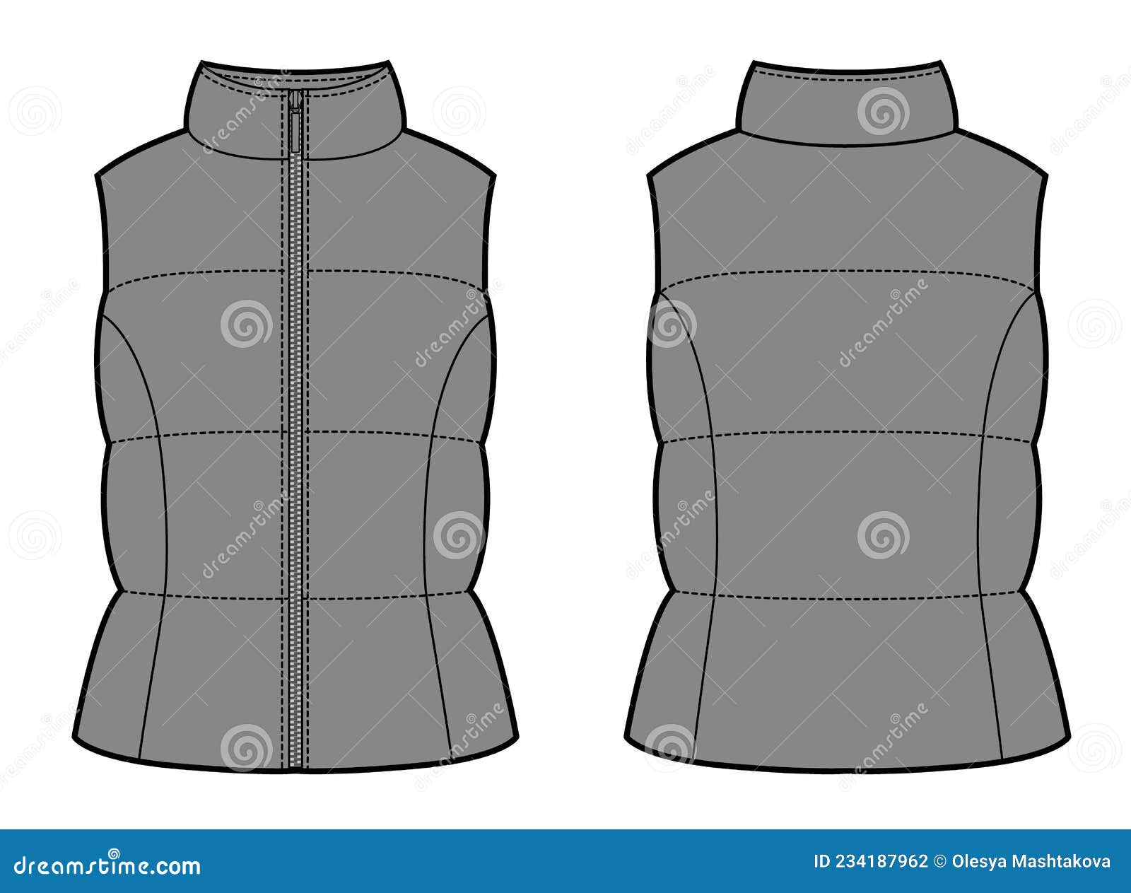 Vector Illustration of Woman Fitted Down Vest Stock Vector ...