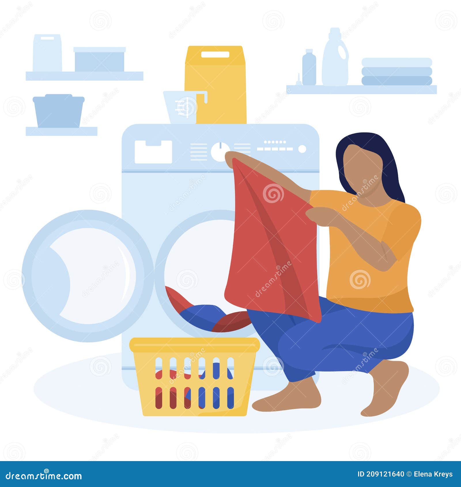 Vector Laundry Service Washing Clothes Household Stock Vector ...