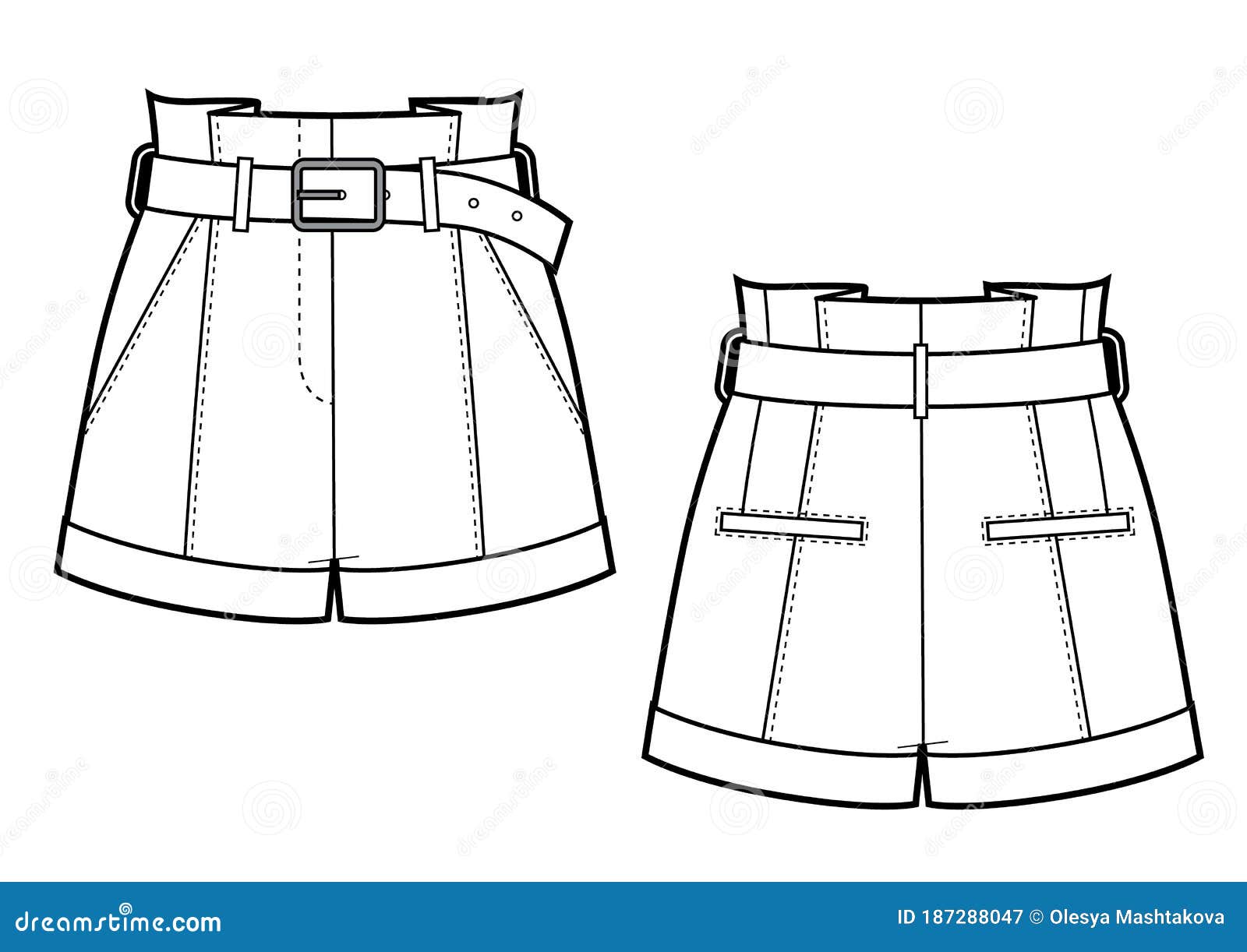 Vector Illustration of Women`s Biker Leather Shorts Stock Illustration ...