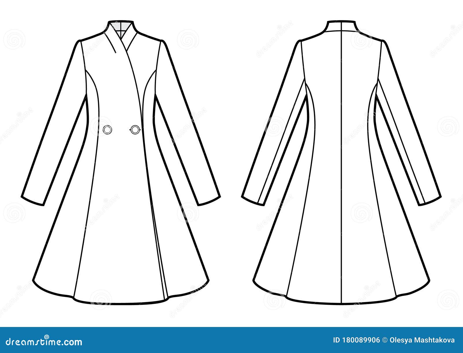 Vector Illustration of Women`s Coat. Front and Back Stock Illustration ...