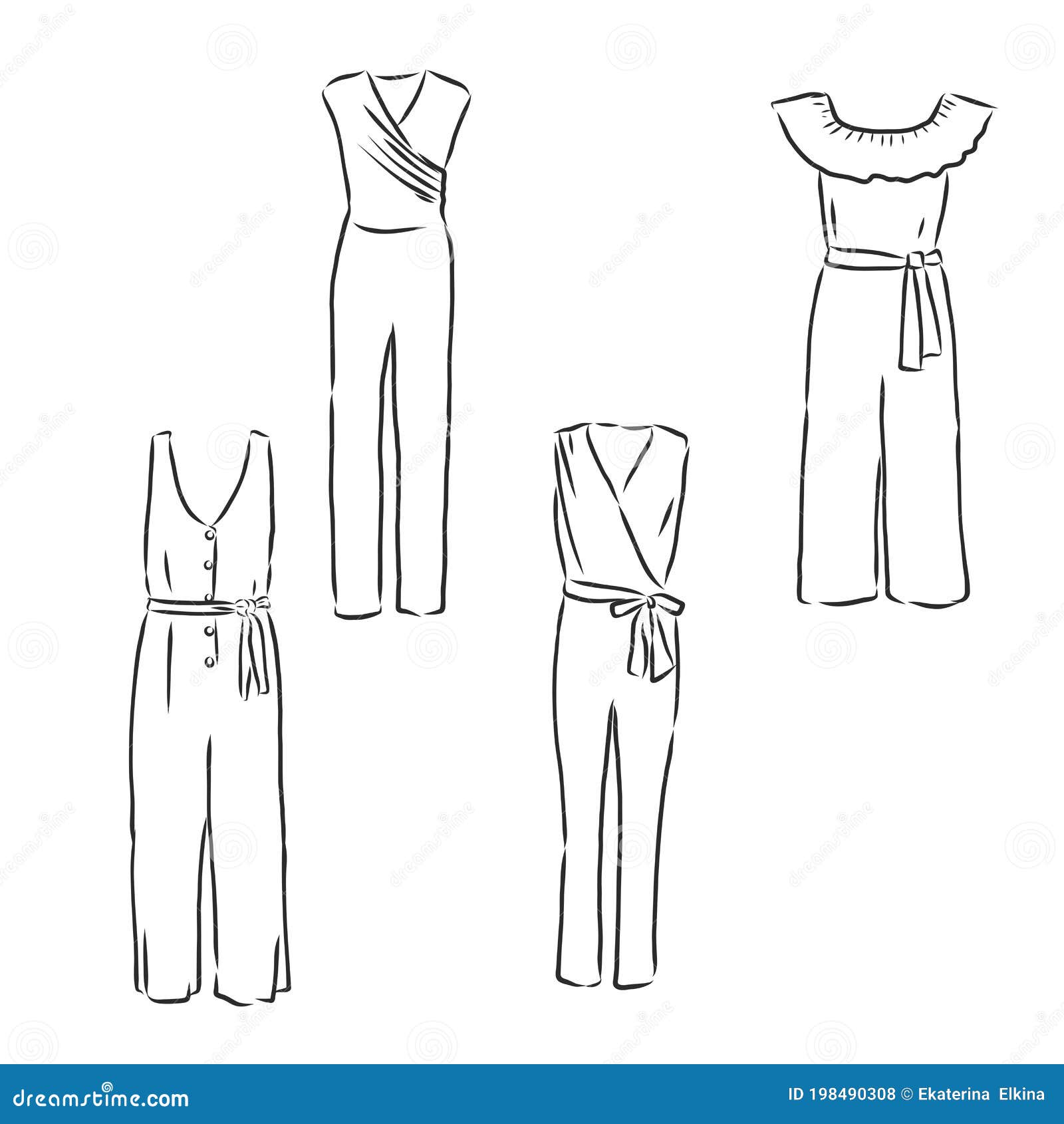 Vector Illustration of Women`s Jumpsuit. Women`s Jumpsuit, Vector ...