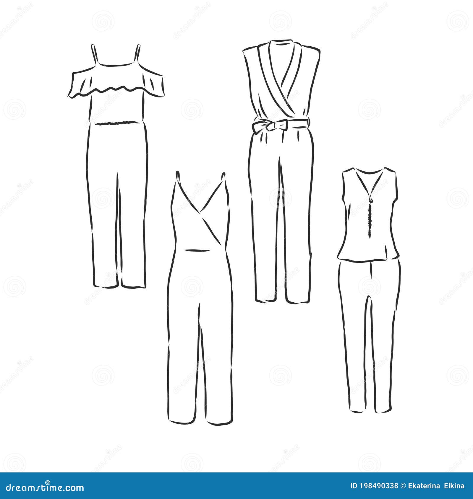 Vector Illustration of Women`s Jumpsuit. Women`s Jumpsuit, Vector ...