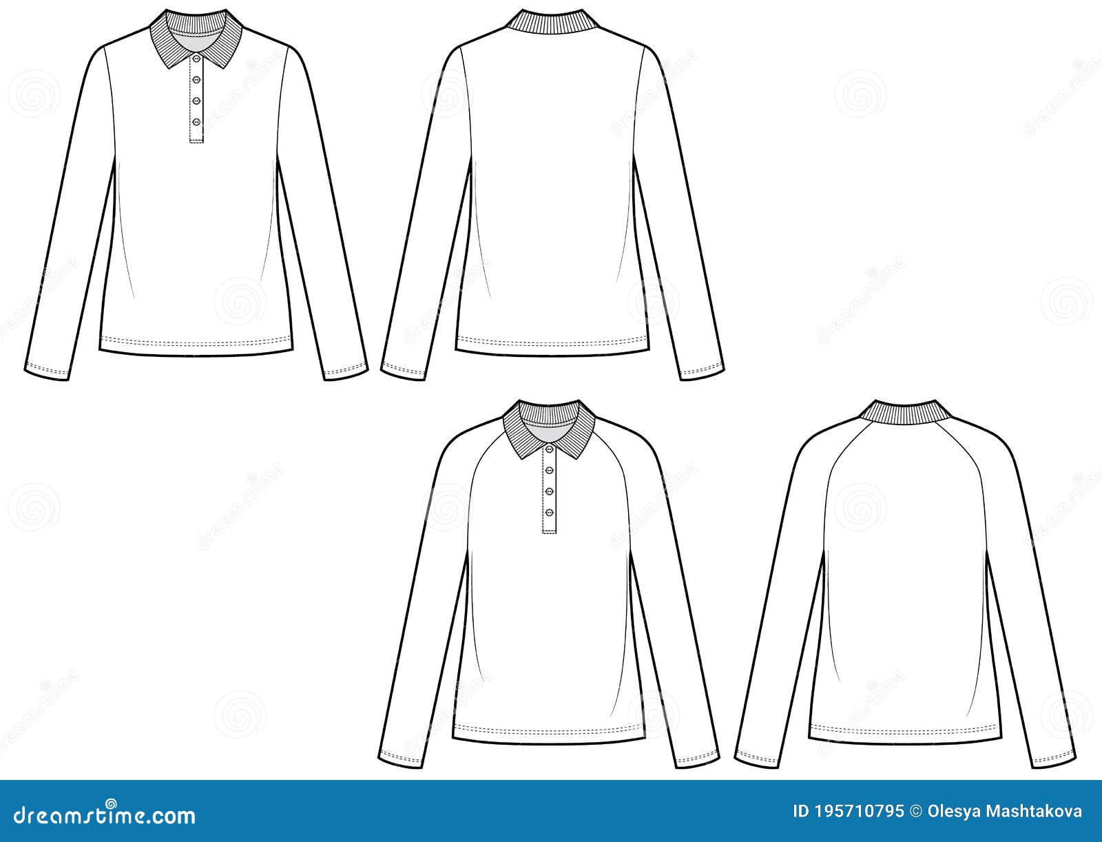 Vector Illustration of Women`s Polo. Front and Back Stock Vector ...