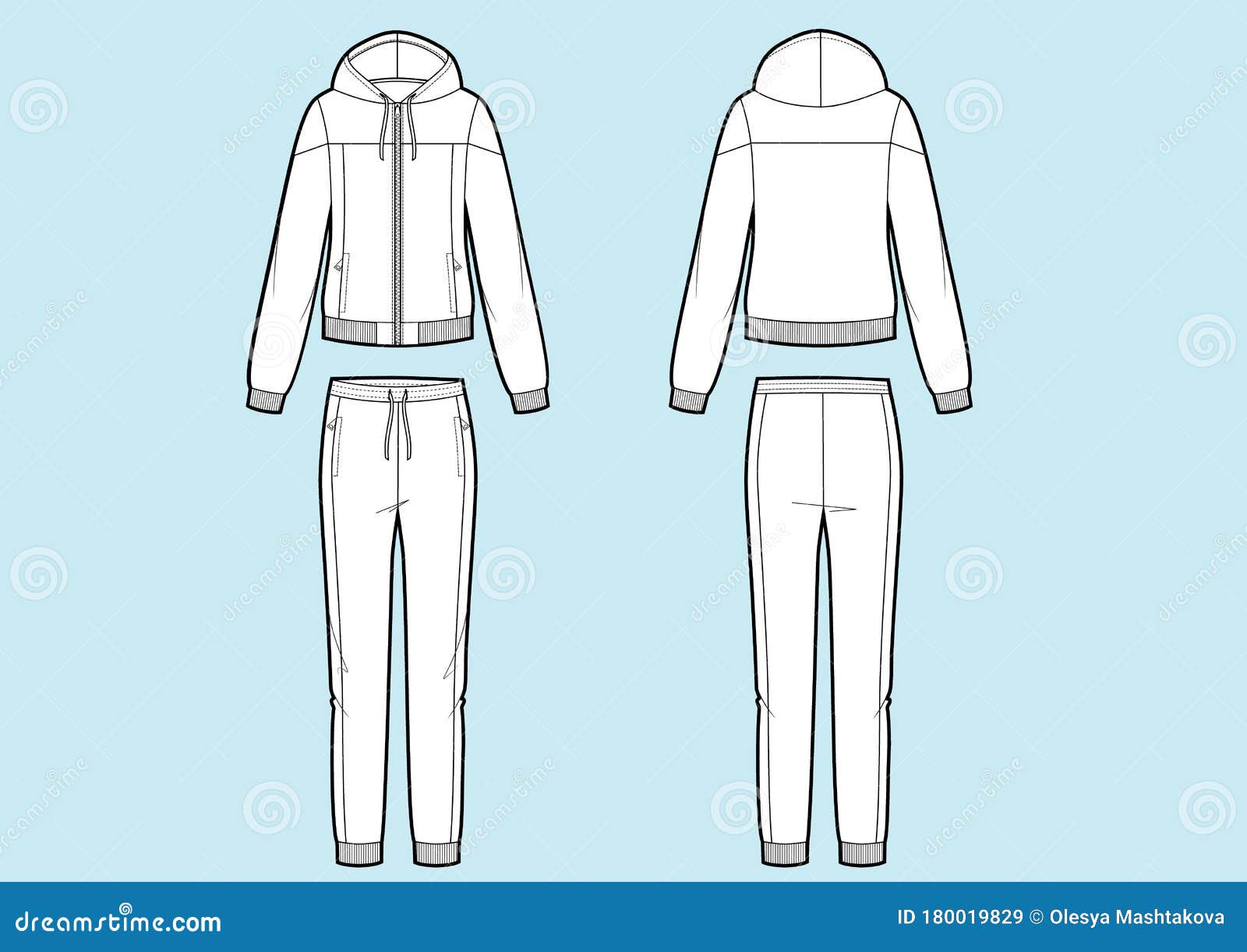 Vector Illustration of Women`s Sport Suit. Sweatshirt and Pants Stock ...