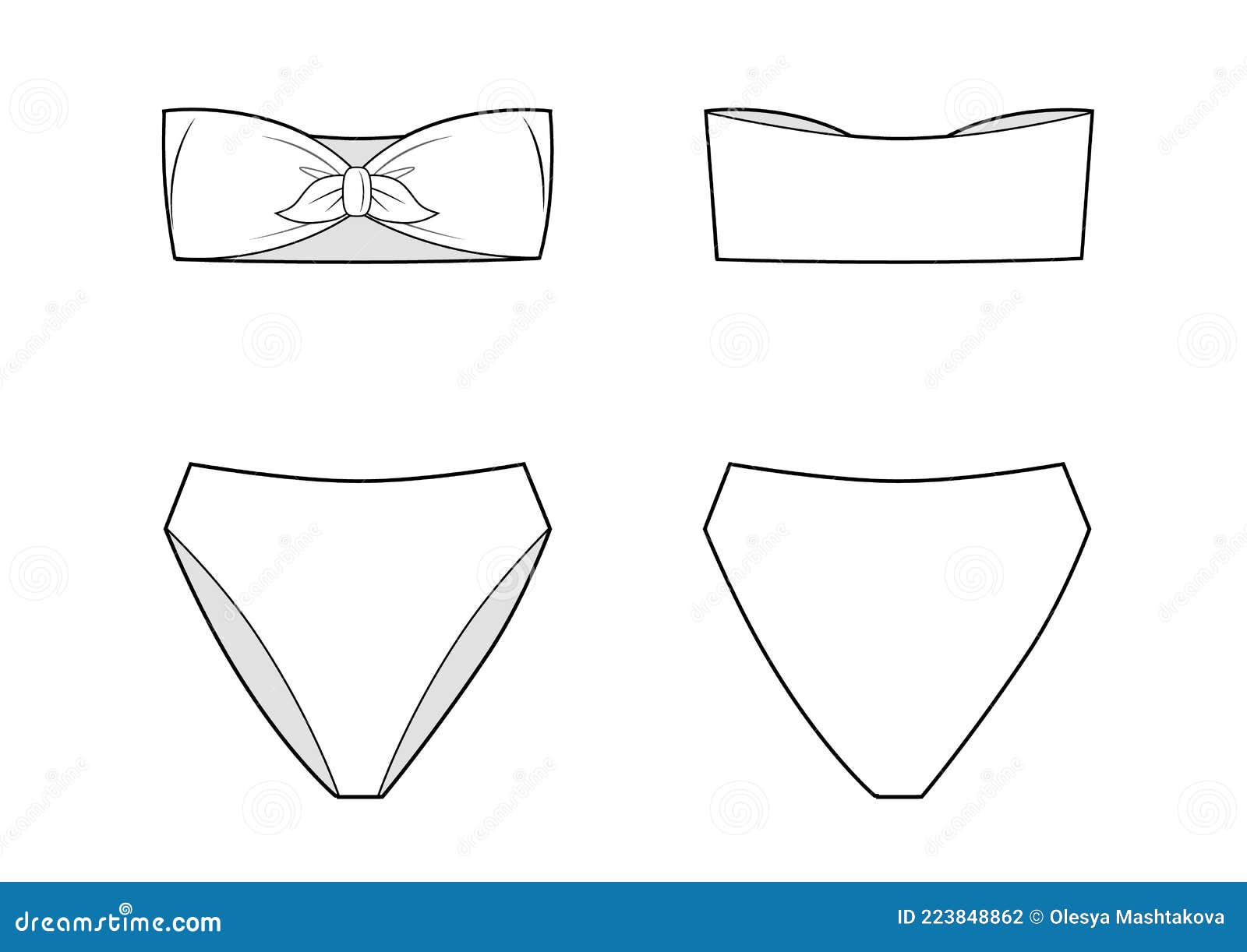 Bikini Swimsuit for Summer, Fashion Flat Sketch Template. Stock Vector Bikini Swimsuit for Summer, Fashion Flat Sketch Template. Stock Vector