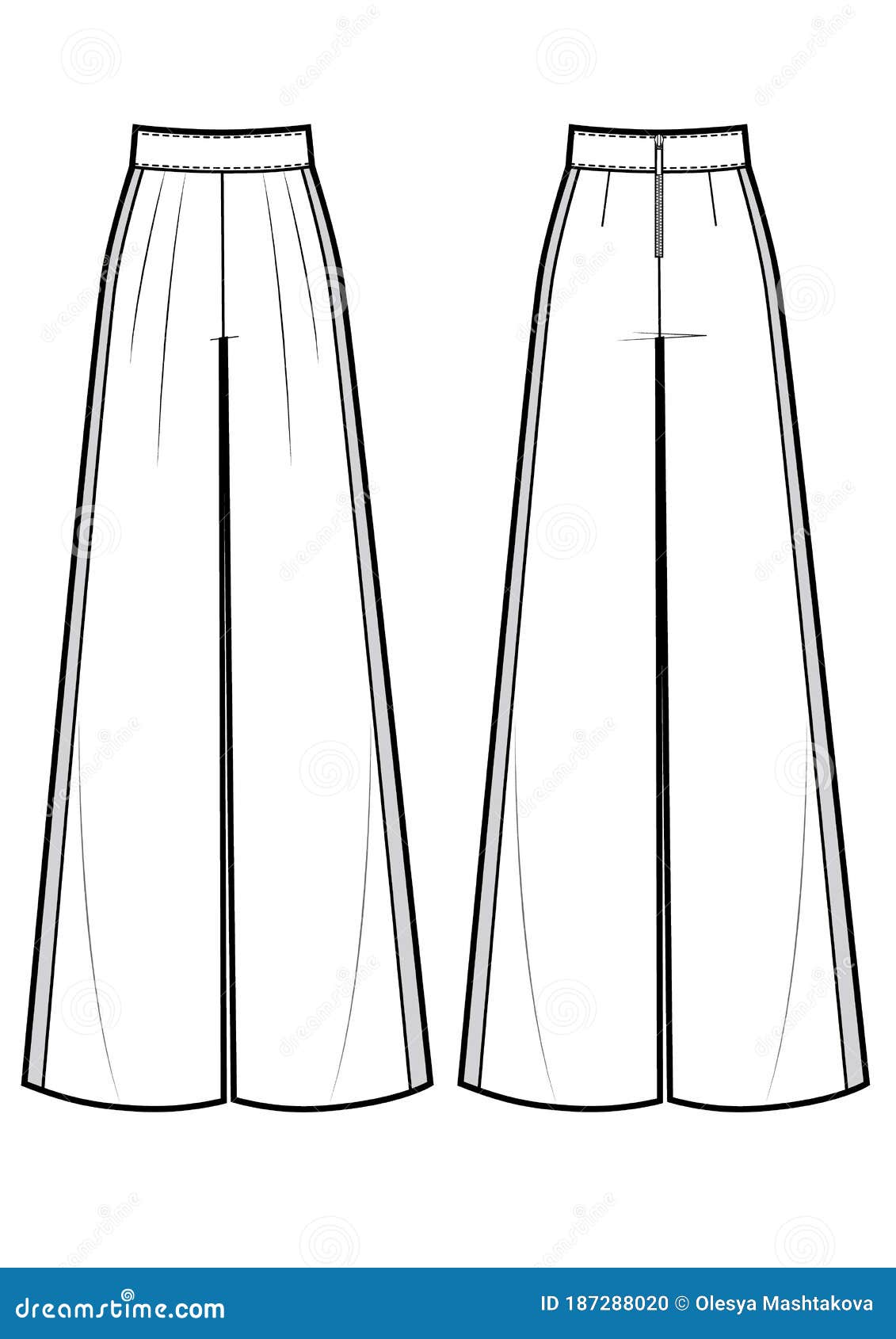 Vector Illustration of Women`s Wide Classic Pants with Lampas Stock ...