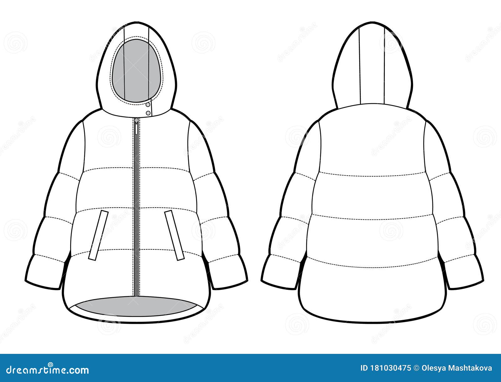 Vector Illustration of Women`s Winter Down Coat Stock Illustration ...