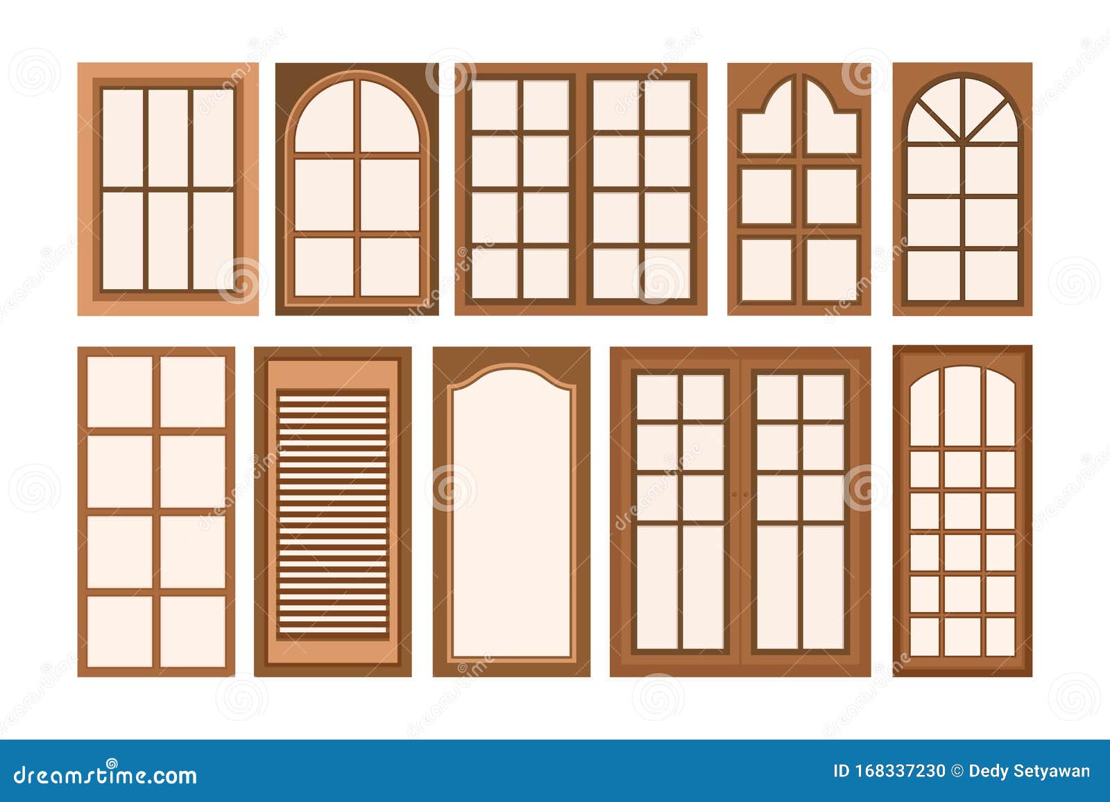 Vector Illustration of Wooden Window Stock Vector - Illustration of closed,  door: 168337230