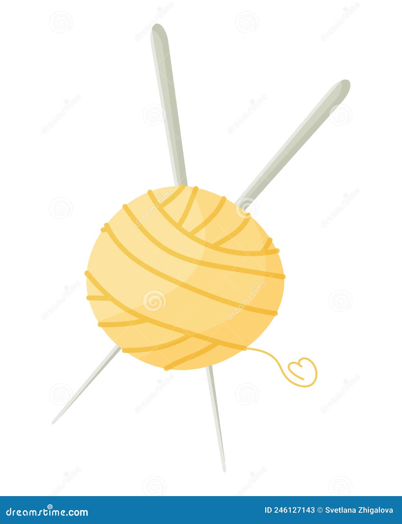 Vector Illustration of Wool Yarn and Knitting Hooks. World Knitting Day ...