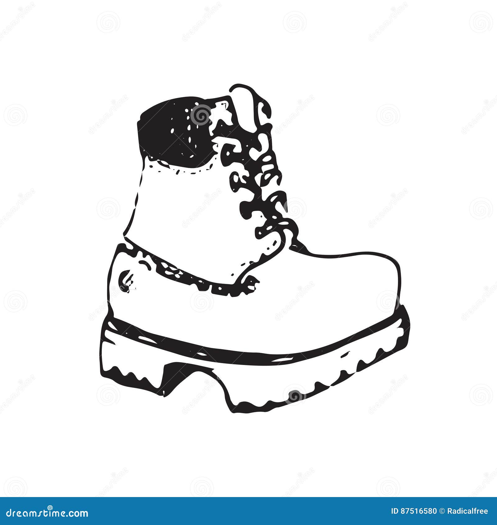 Vector Illustration of Working Boot in Sketch Style. Hand Sketched Shoe ...