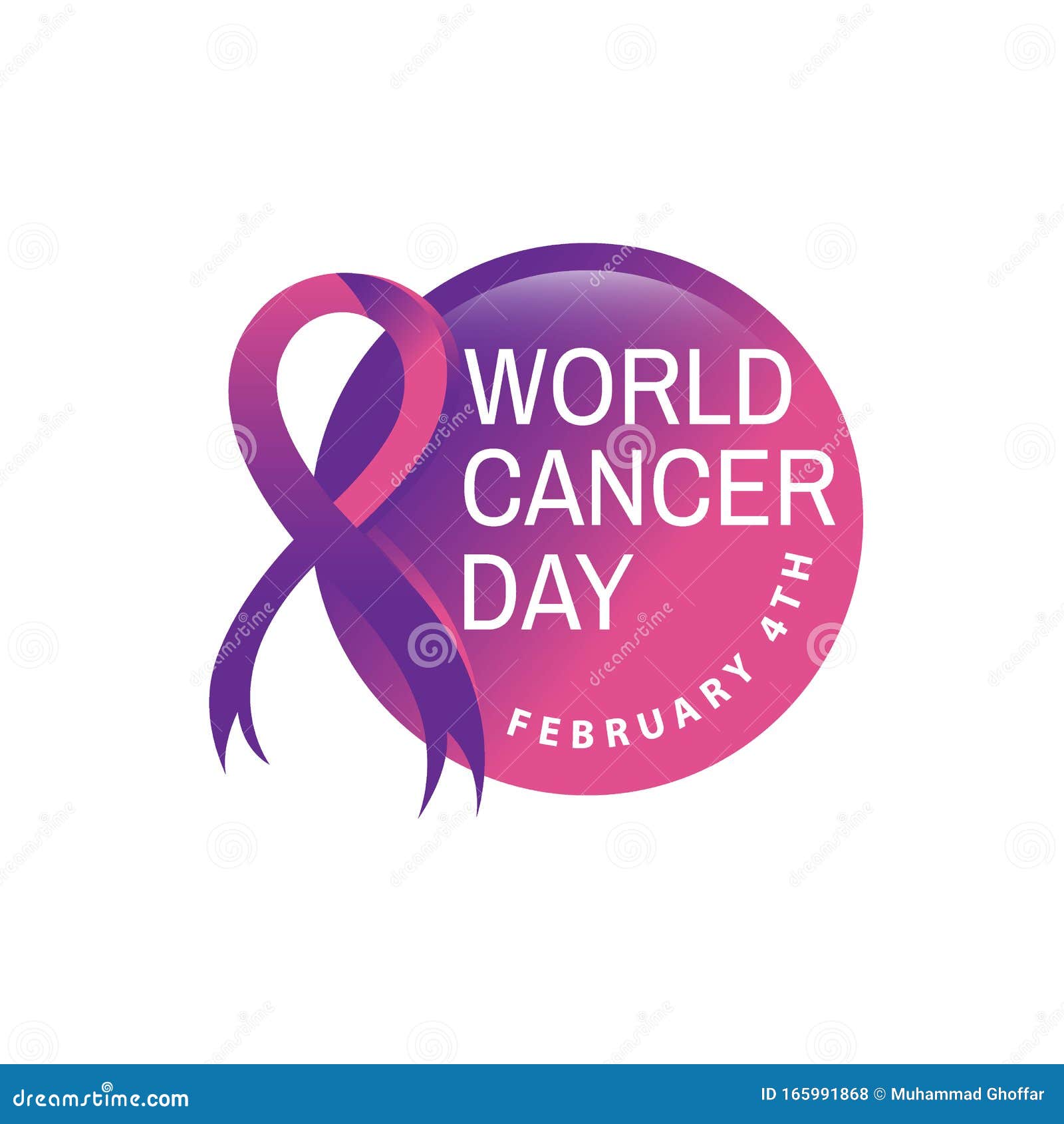 Purple ribbon world cancer day design Royalty Free Vector