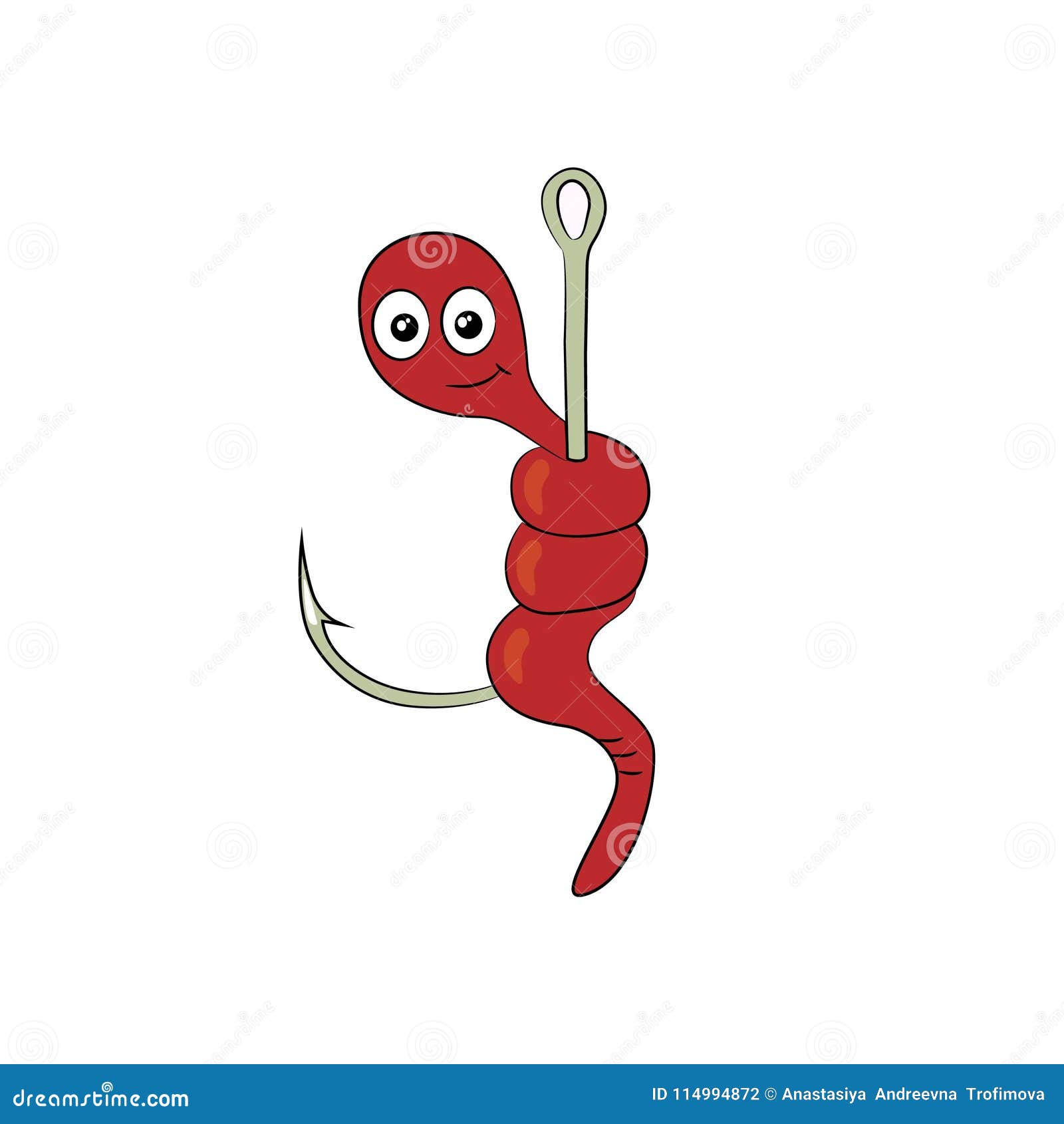 Worm on a hook stock vector. Illustration of worm, isolated - 114994872