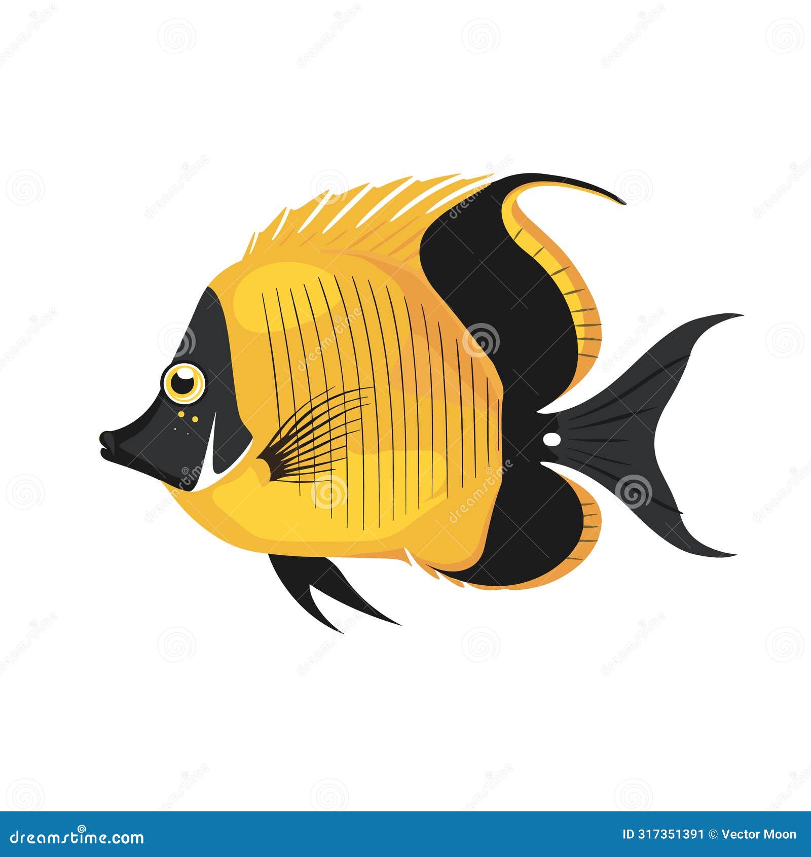   yellow black fish, resembling moorish idol. graphic   white