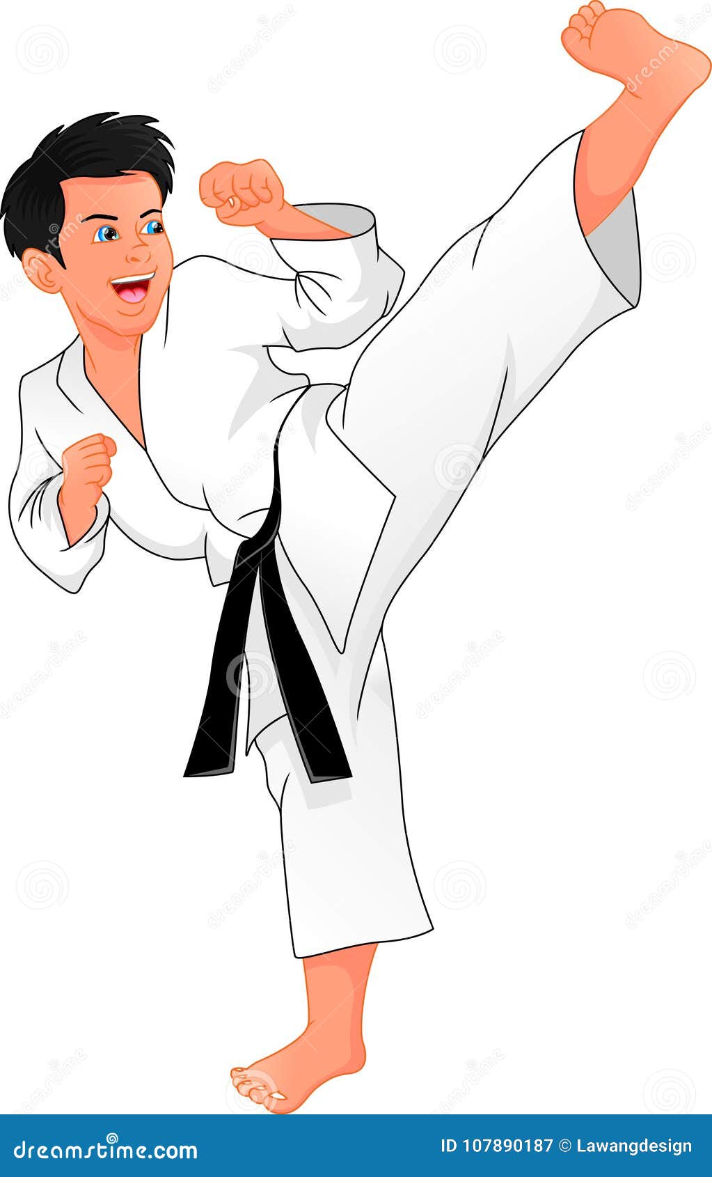 Young Boy playing karate stock vector. Illustration of game - 107890187