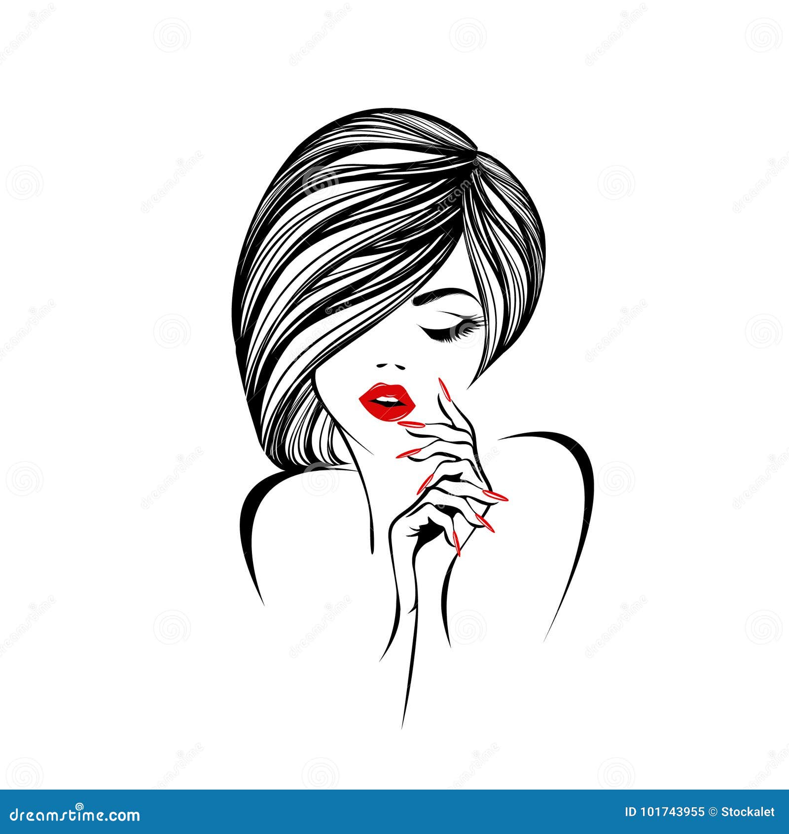 Beautiful Woman with Modern Hairstyle Stock Vector - Illustration of face,  hairred: 101743955