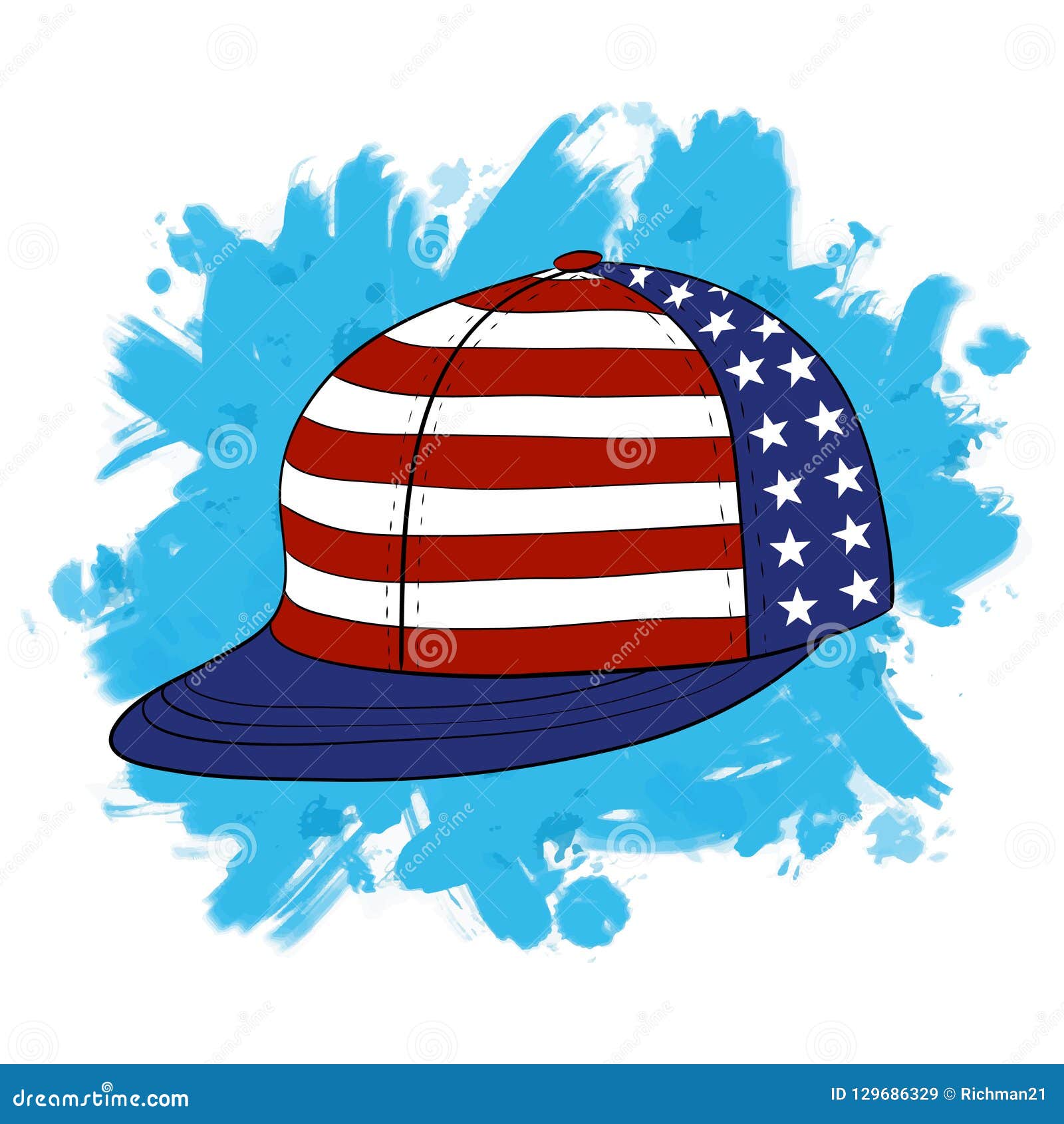 Vector Illustration Youth Snapback in American Flag Colors Stock Vector ...