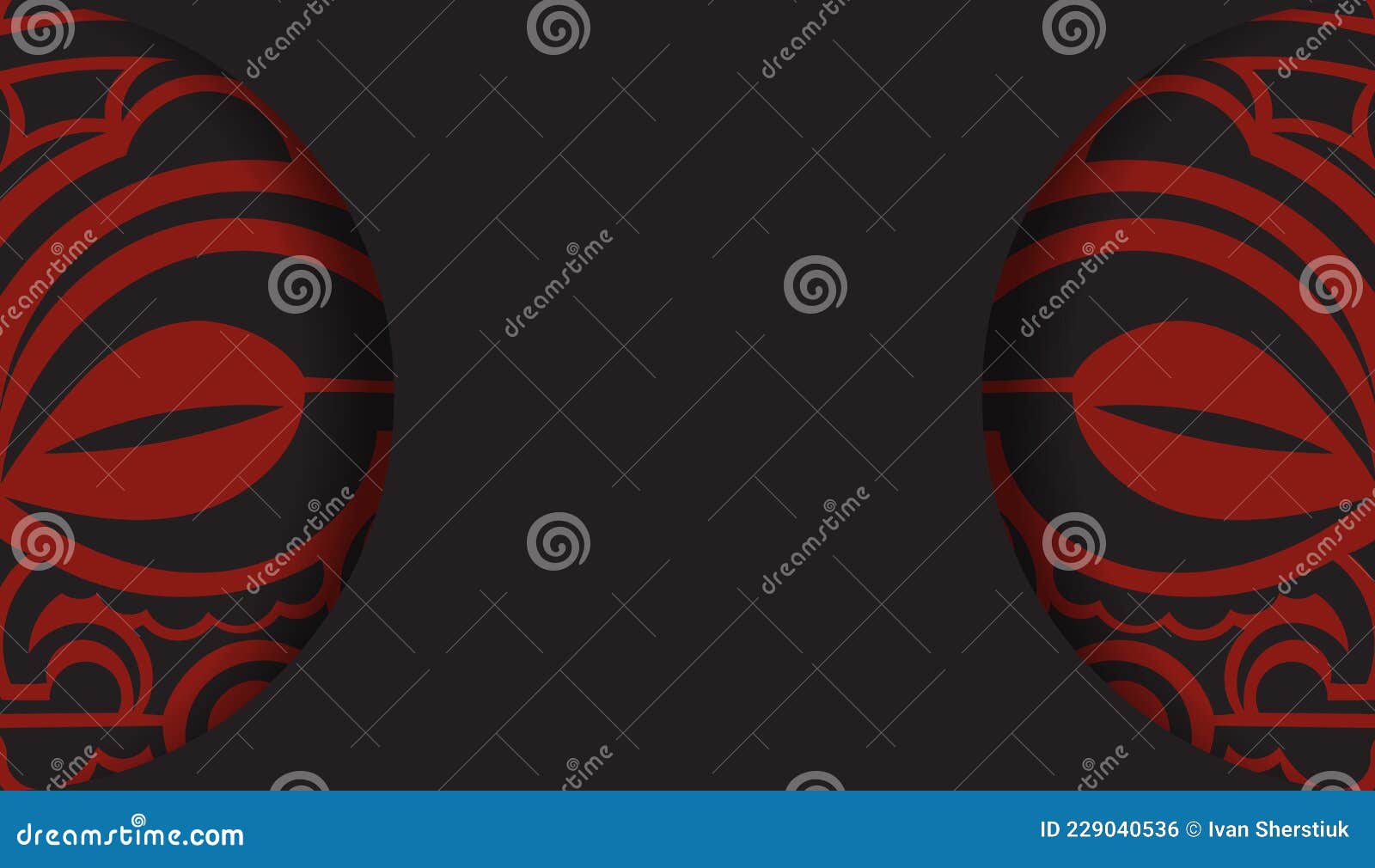 ready-to-print postcard  black colors with mask maori patterns. invitation template with place for your