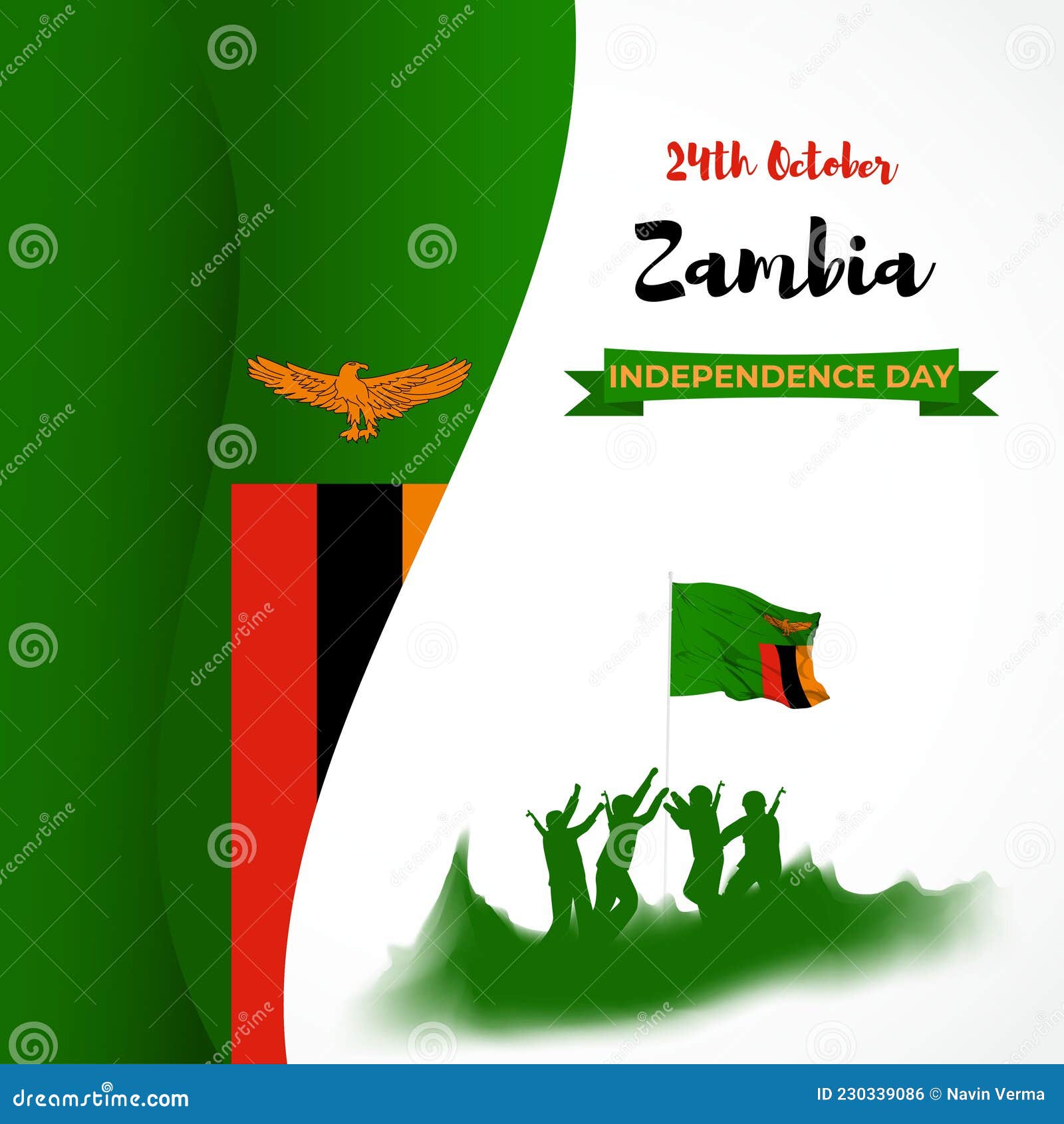 Vector Illustration for Zambia Independence Day Stock Vector