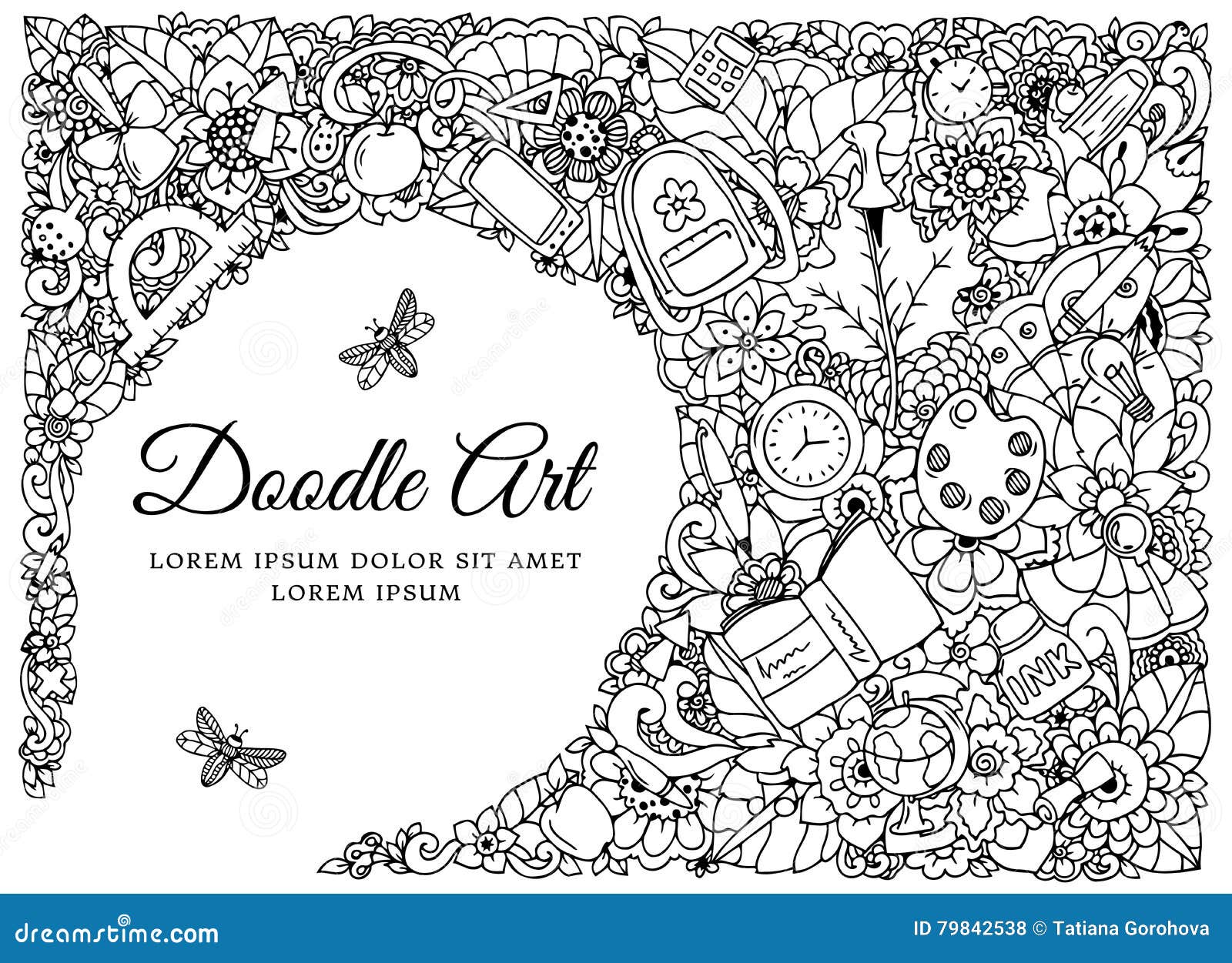 Vector Illustration Zentangle, Frame with School Supplies. Back To . Doodle  Drawing. Meditative Exercise. Coloring Book Stock Vector - Illustration of  holding, doodle: 79842538