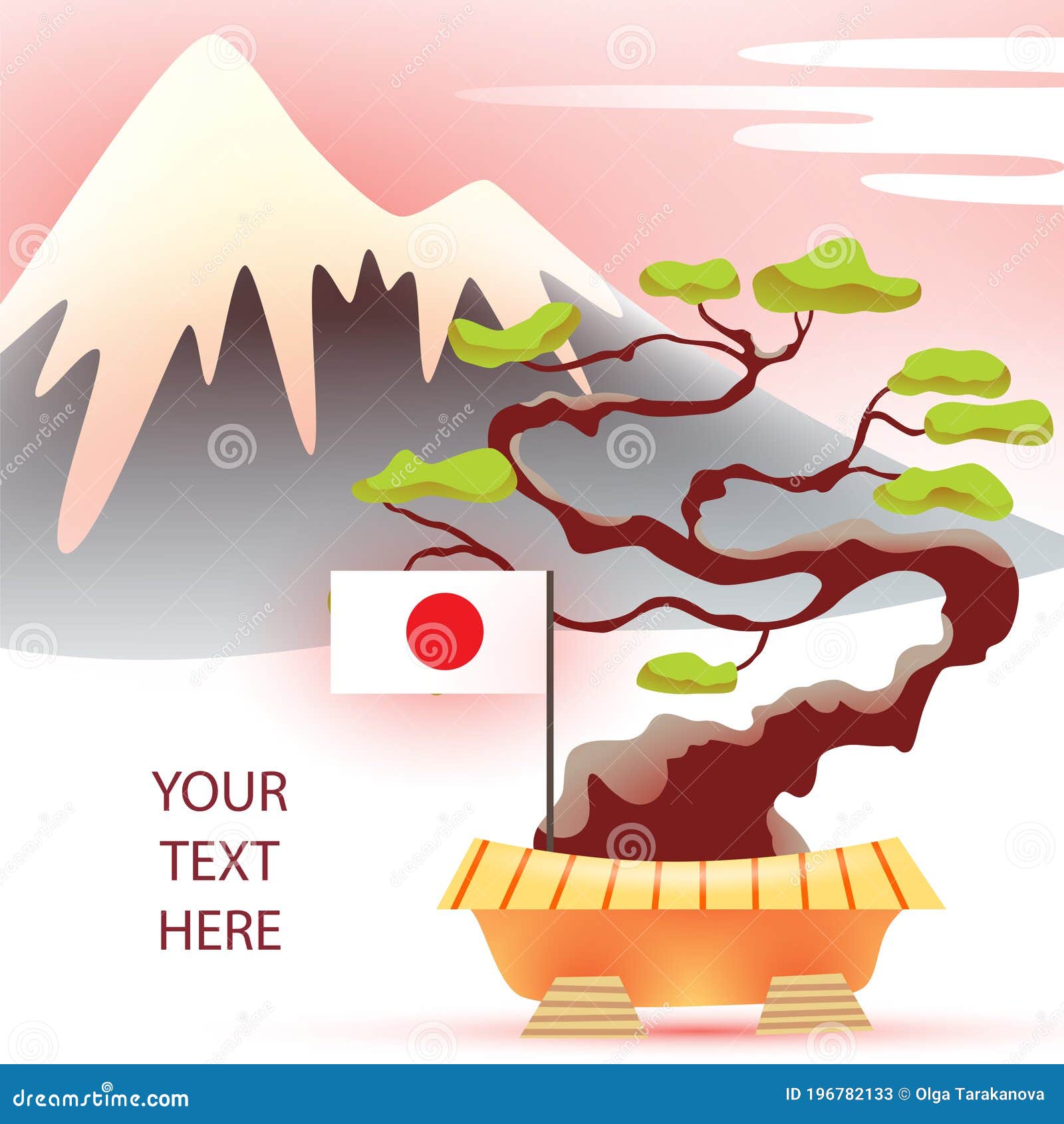 bansai tree and fuji mountans