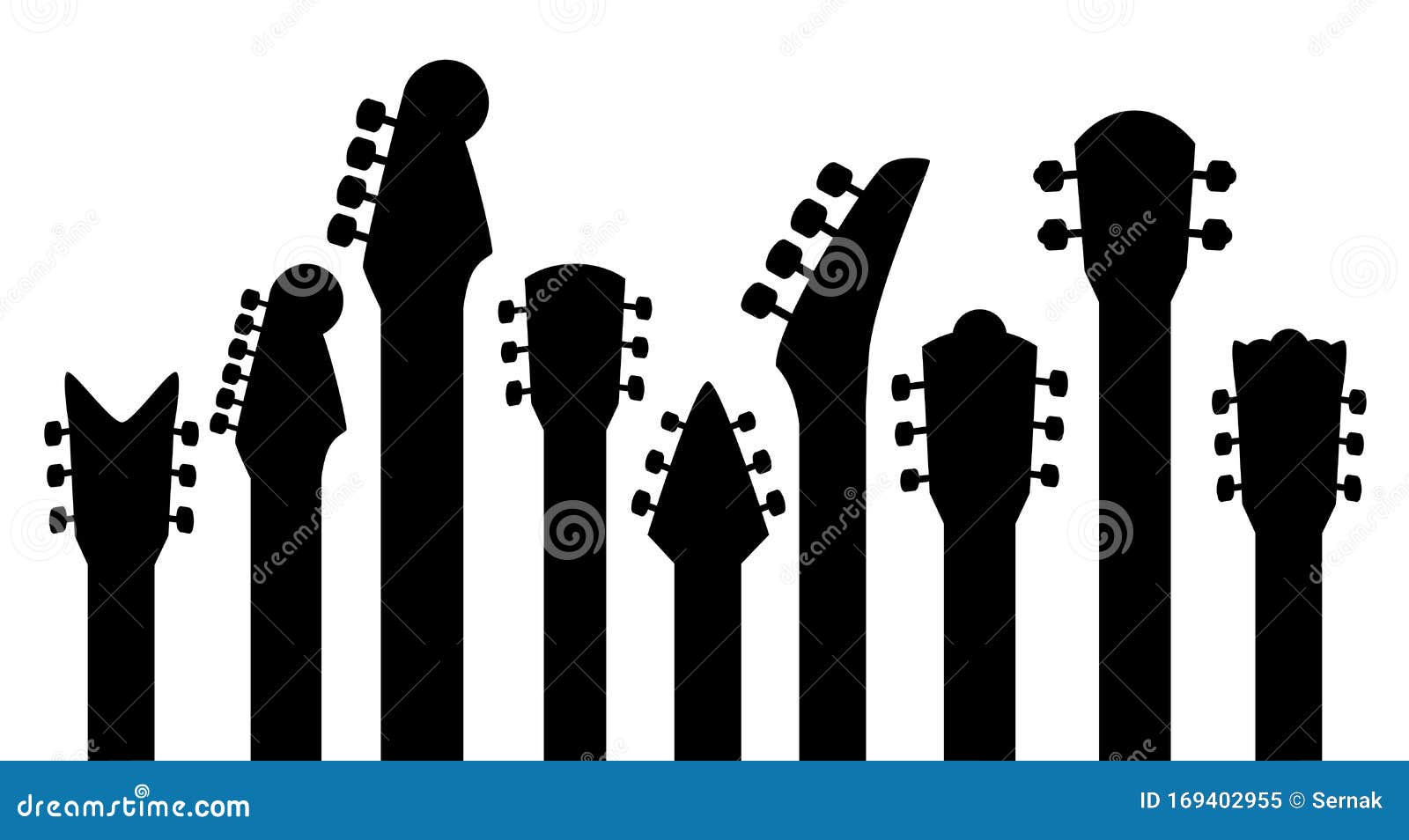 Vector Guitar Necks Silhouette Design Stock Vector - Illustration of
