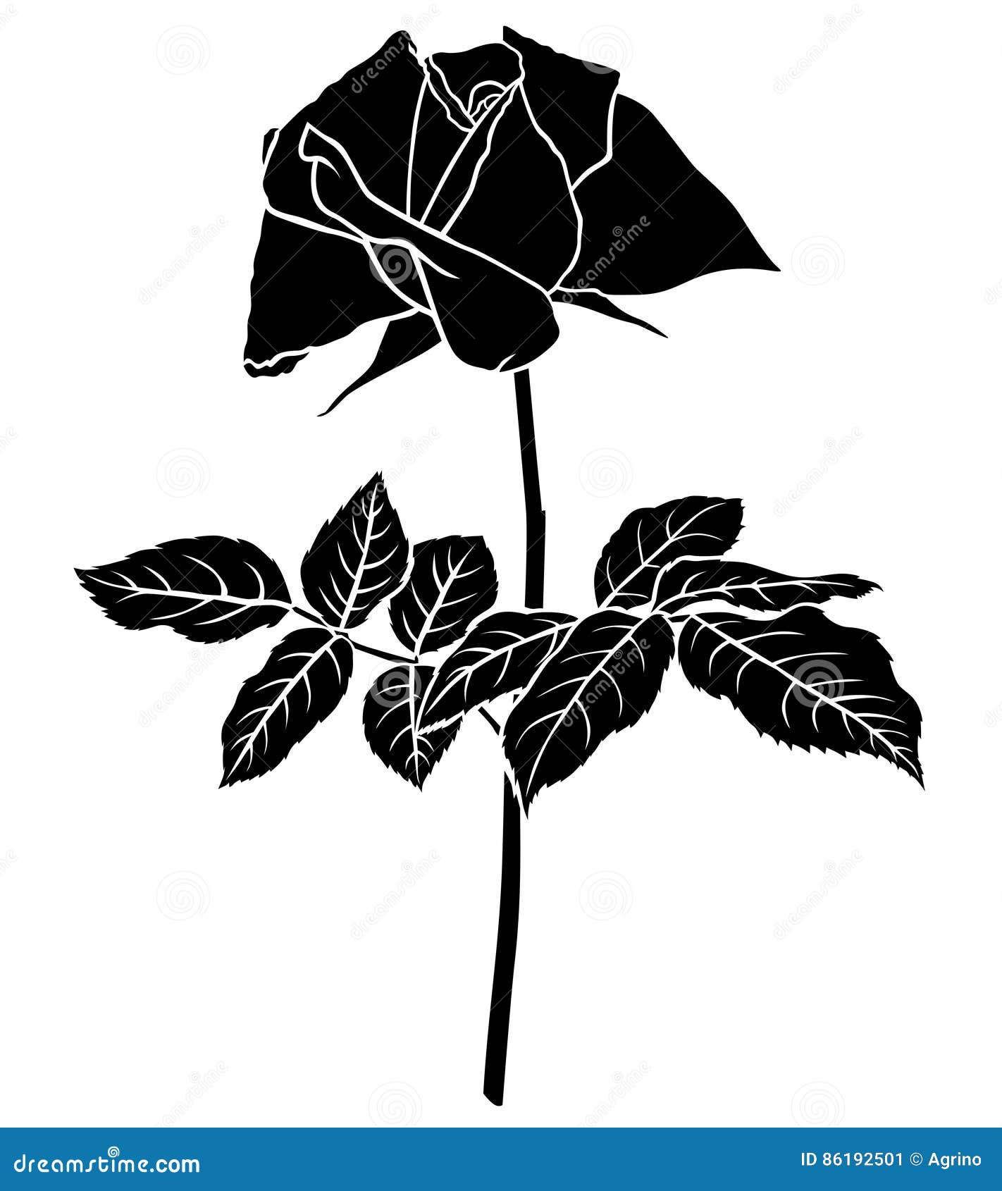 Roses flower silhouette stock vector. Illustration of plant - 86192501