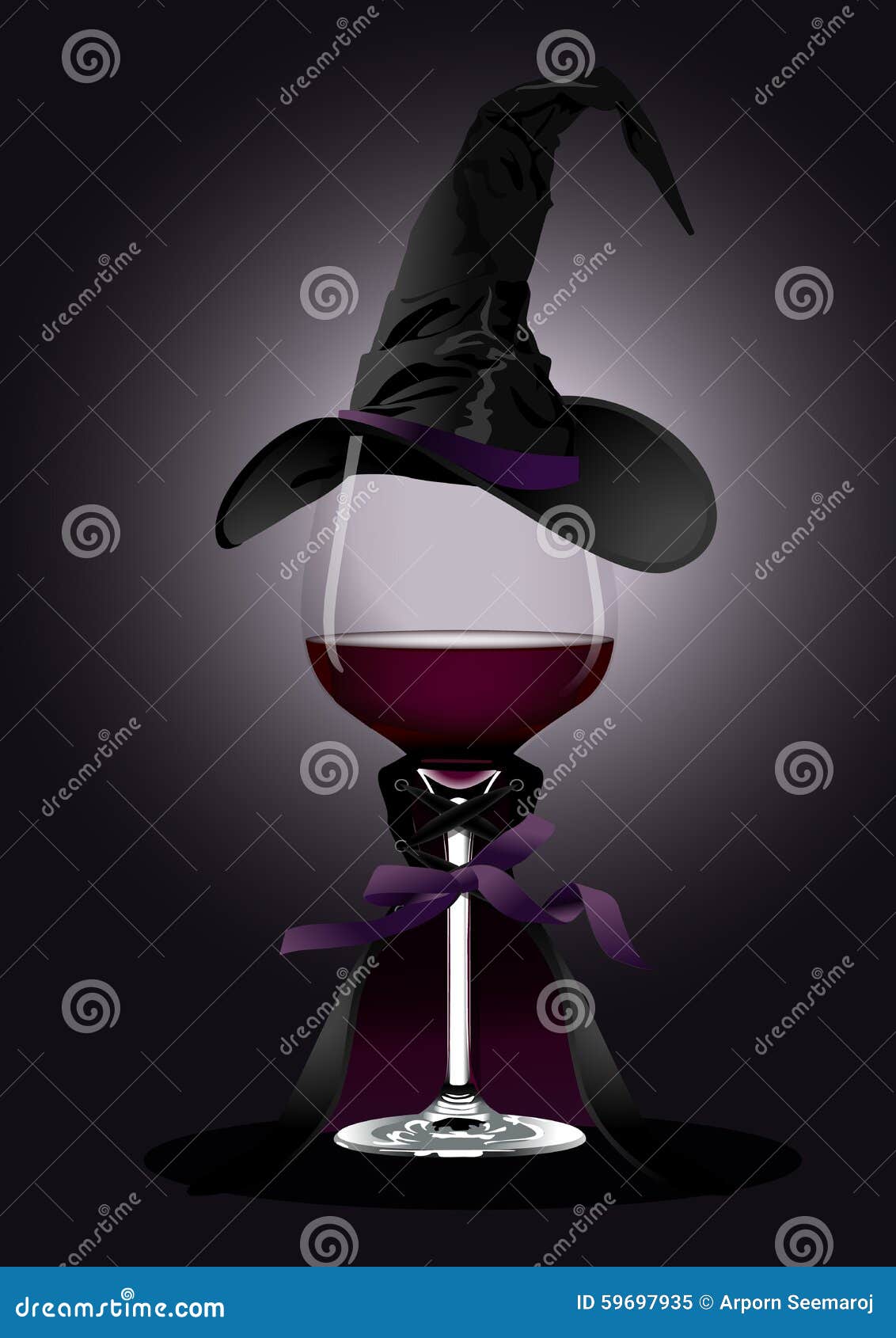 Vector Illustrator Of Wine Glass In Witch Costume Stock Vector