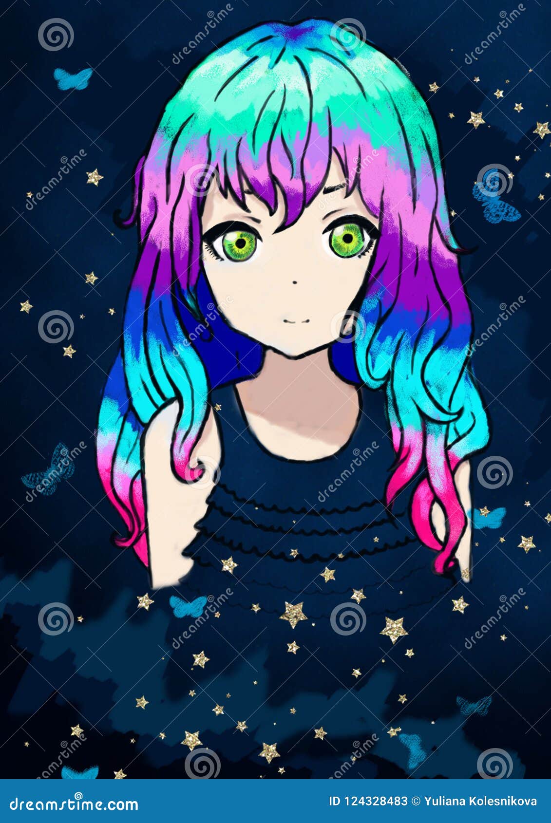 Linda anjo no estilo anime ilustração stock. Ilustração de menina