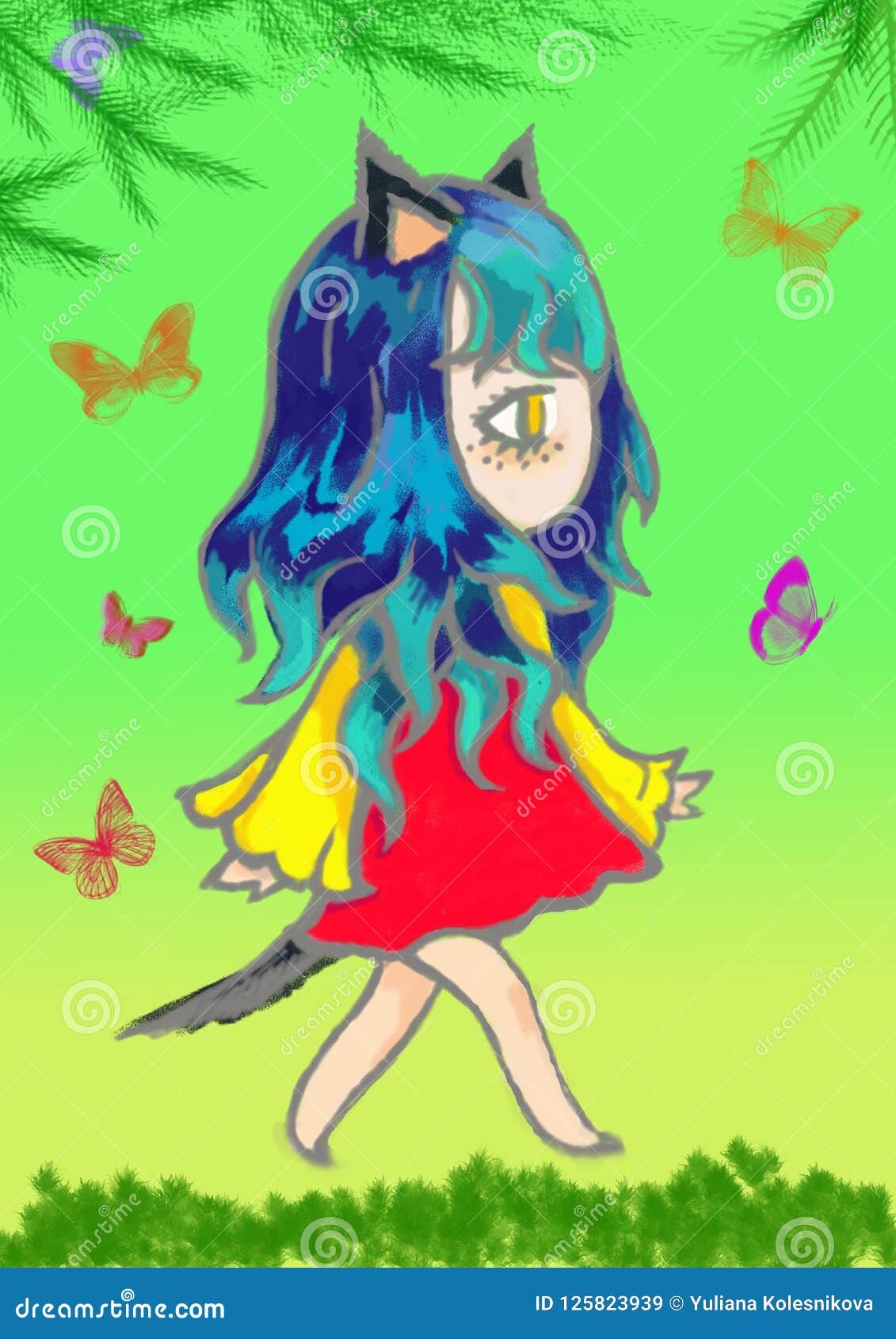 Linda anjo no estilo anime ilustração stock. Ilustração de menina