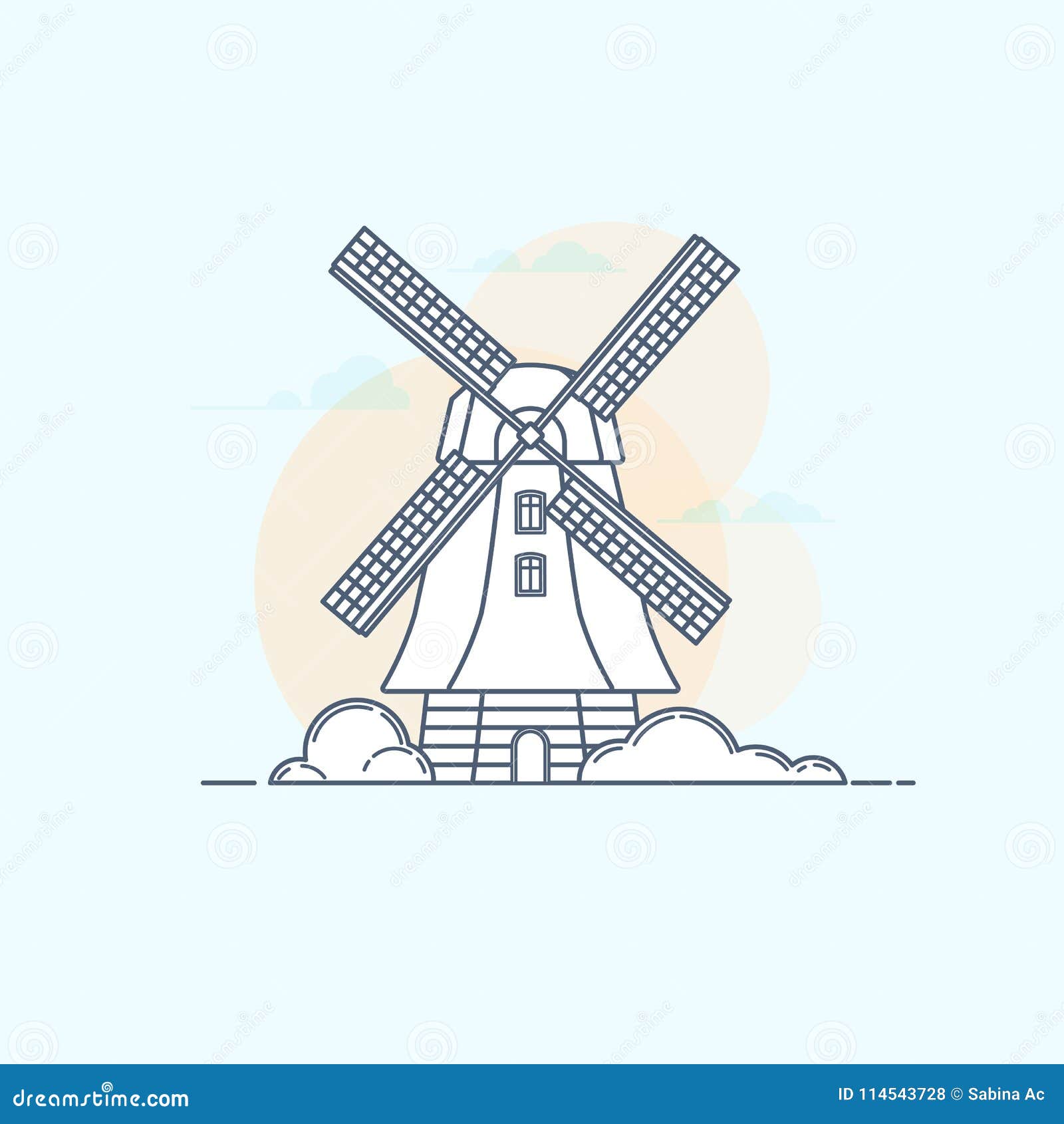 moinho de vento clip arte ilustração desenho animado - Stockphoto