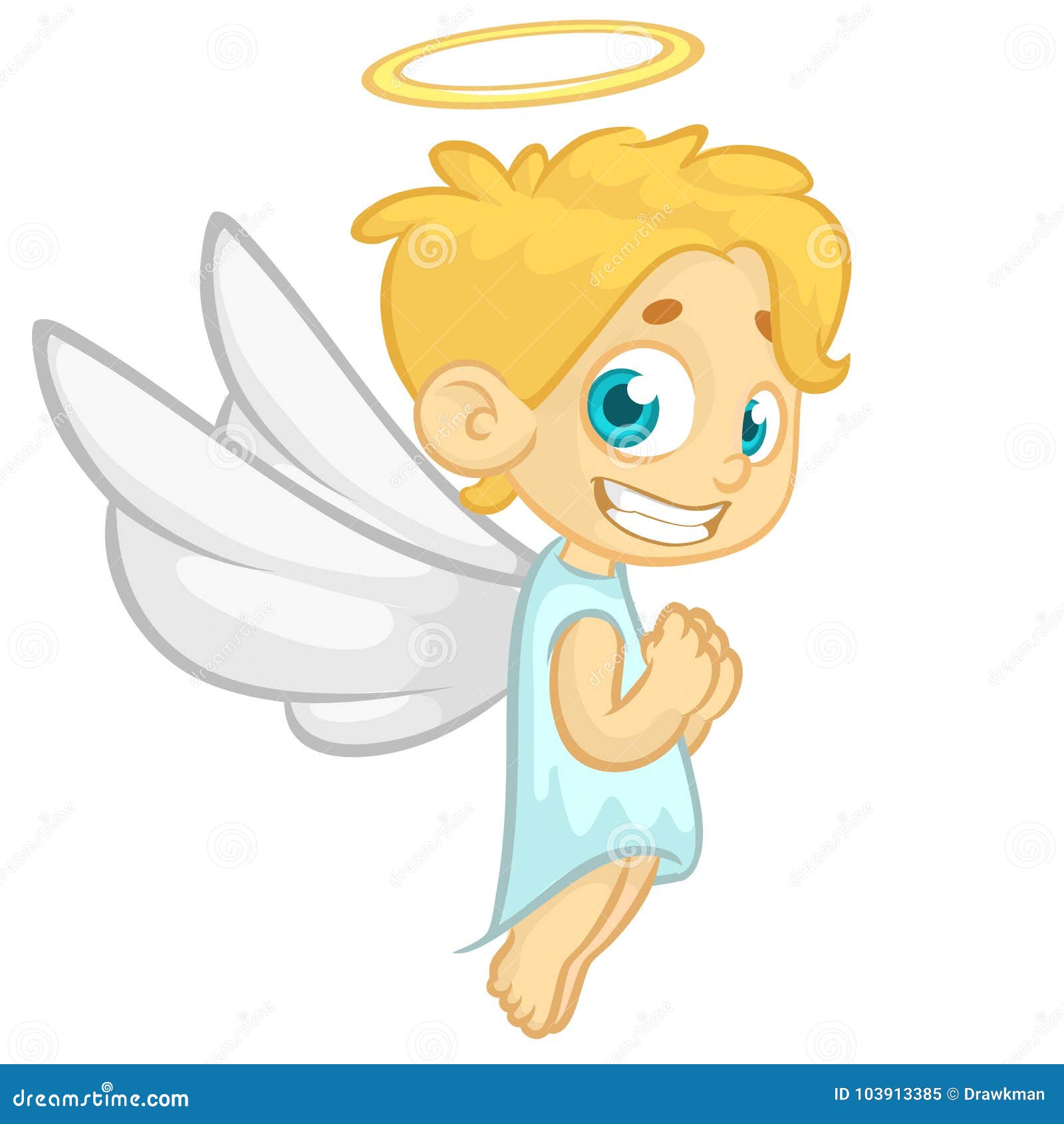 Ilustração dos desenhos animados de um anjo bonito segurando