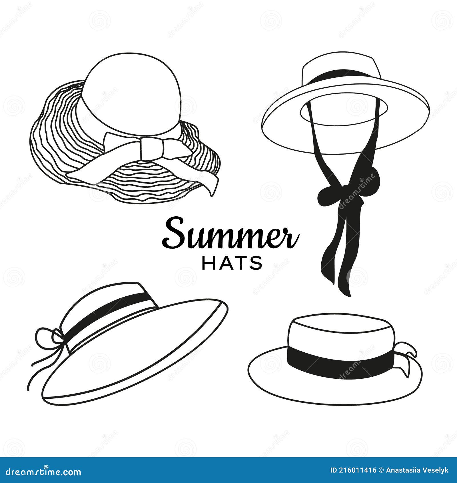Vector De Diferentes Tipos De Sombreros De Verano De Mujeres. Sombreros De Doodle Ilustración del - Ilustración de objeto, rural: 216011416