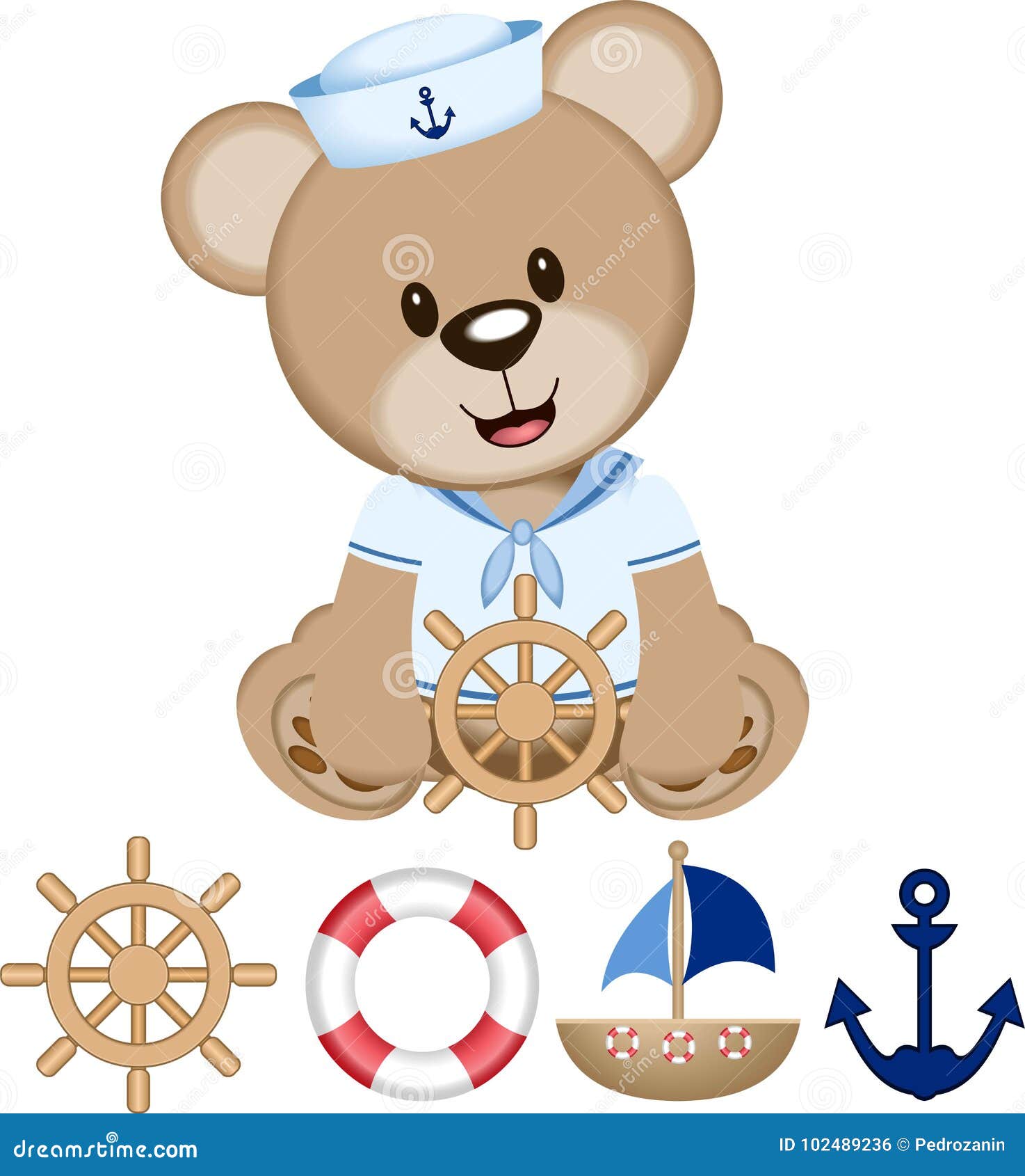 sailor bear digital clipart 