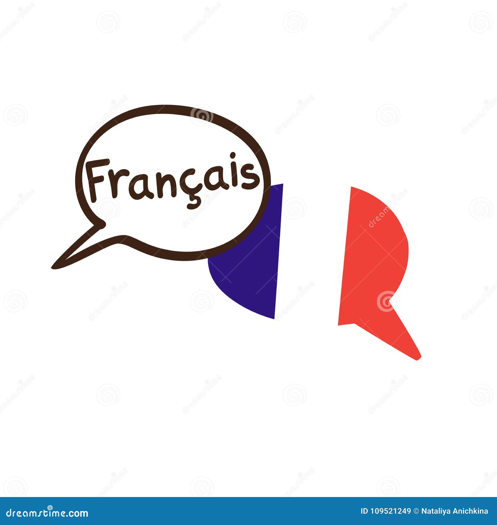 Vector a Ilustração Da Língua Francesa E Da Bandeira De França
