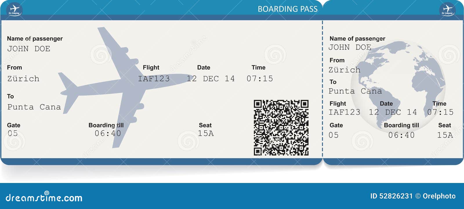 Vector Image Of Airline Boarding Pass Ticket Stock Vector - Illustration of travelling, airline ...