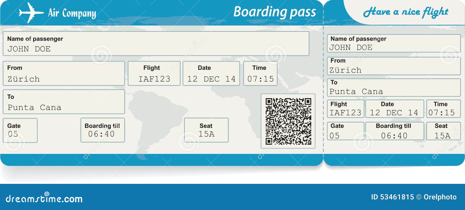 Vector Image Of Airline Boarding Pass Ticket Stock Vector Illustration of tourism, travel