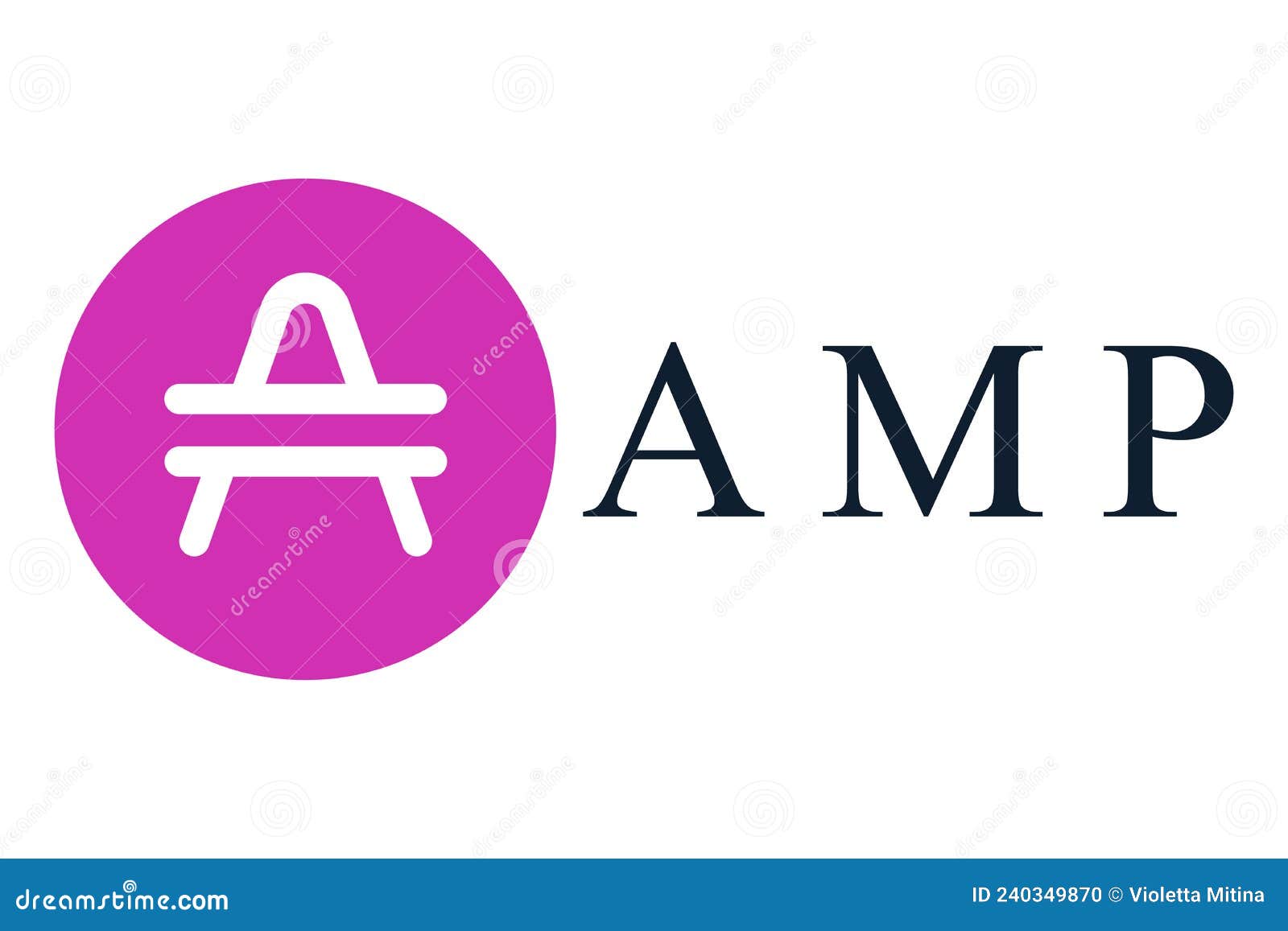 AMP. Cryptocurrency Logo on a White Background with Text Stock Illustration  - Illustration of golden, gold: 240349870