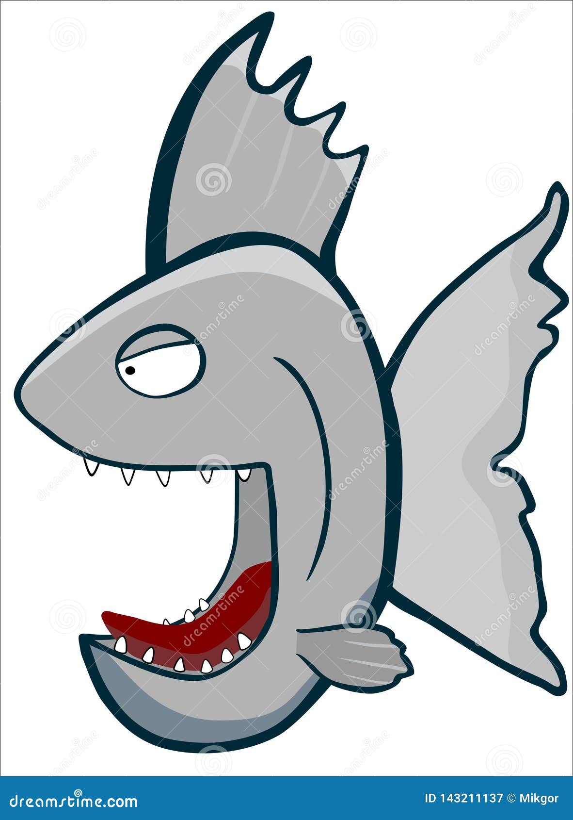 Download It Is Vector Image Of Angry Aggressive Fish With Open ...