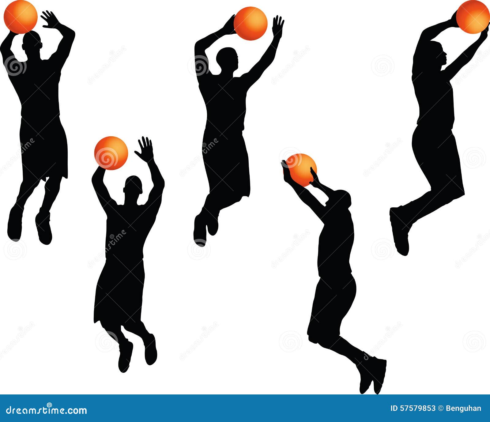 Vector Image - Basketball Player Man Silhouette Isolated On White