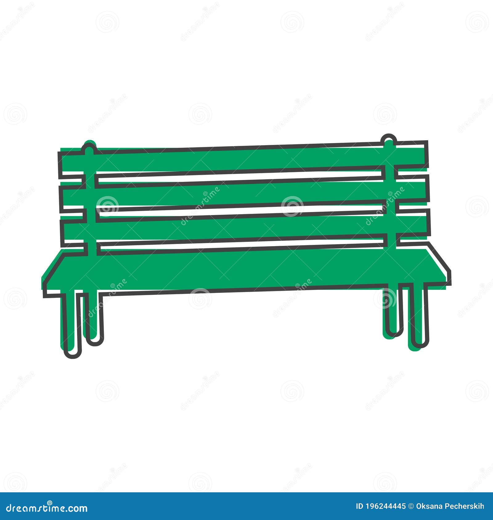 Vector Image of the Bench Cartoon Style on White Isolated Background