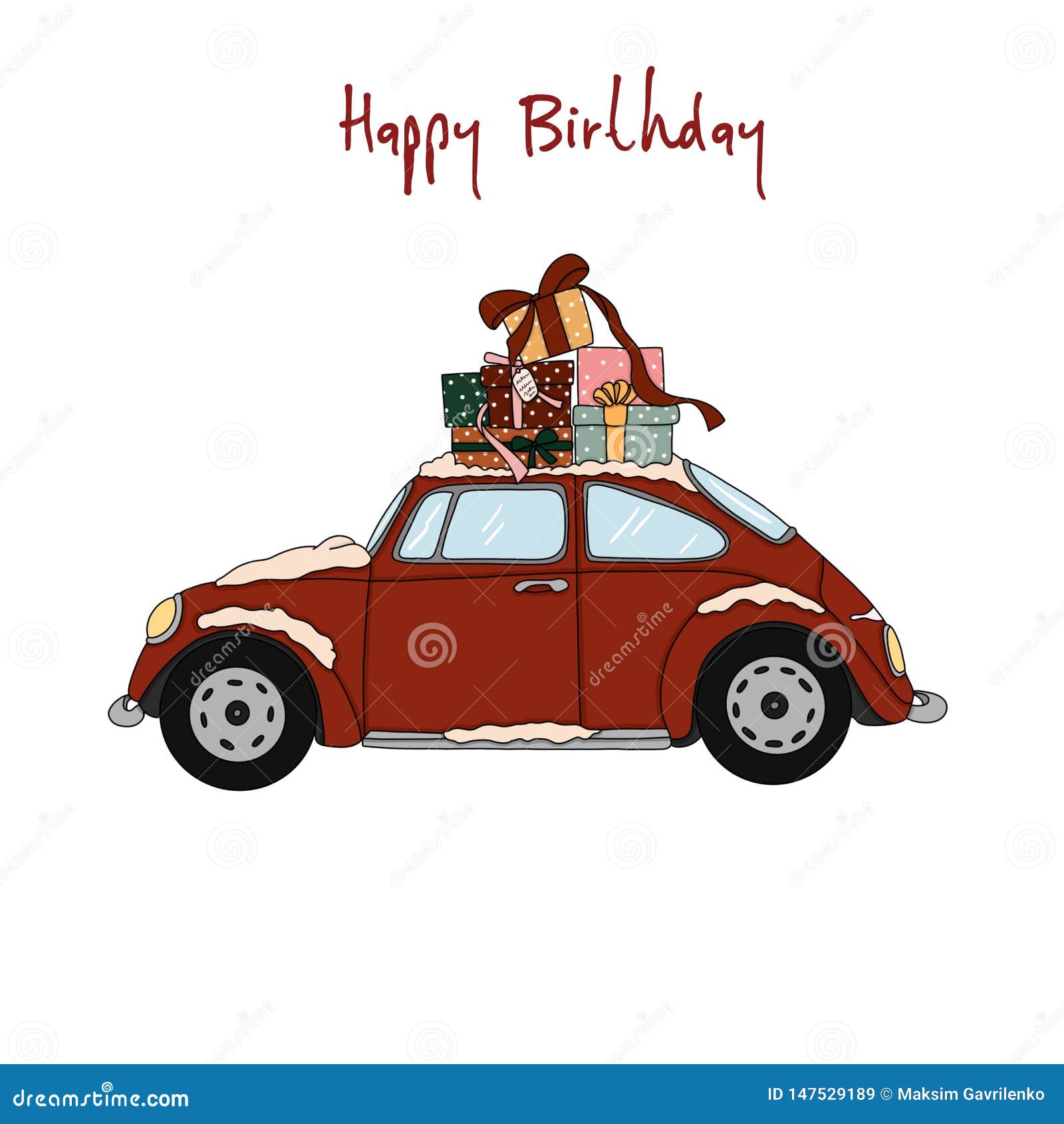 Vector Image Of A Car With Birthday Presents Stock Illustration Illustration Of Party Greeting