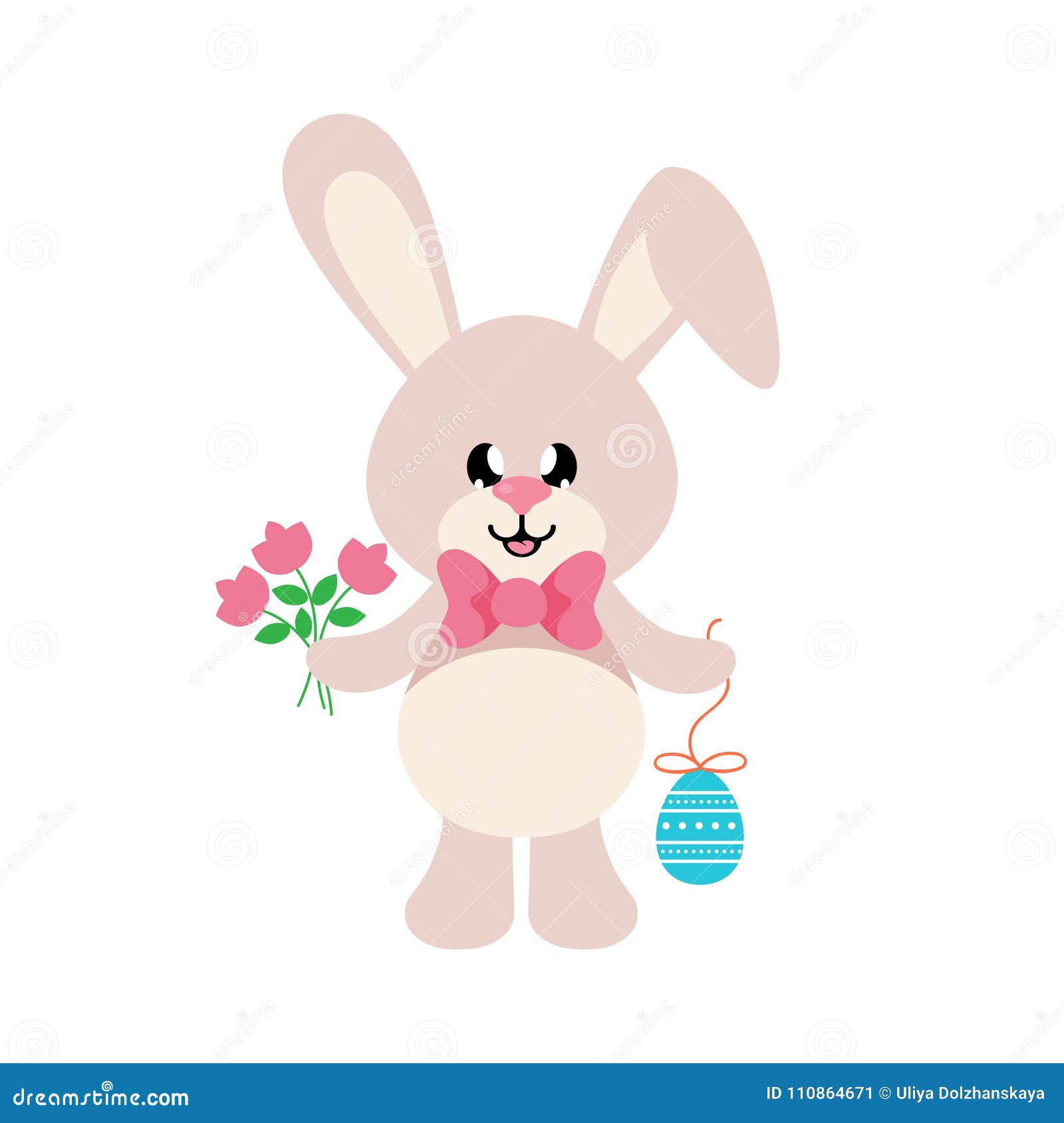 Download Cartoon Easter Bunny With Tie And Easter Egg Stock Vector ...