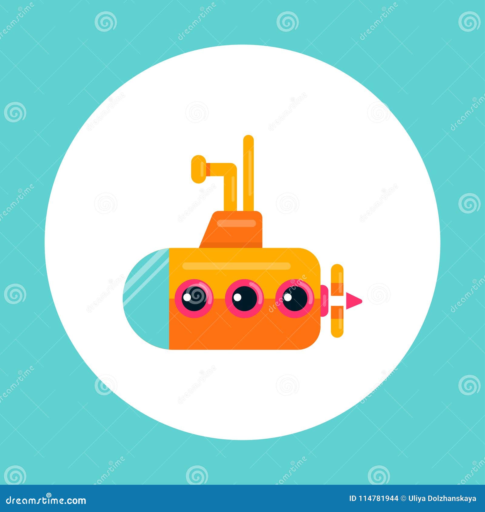 Cartoon Submarine Vector Icon Stock Vector - Illustration of isolated