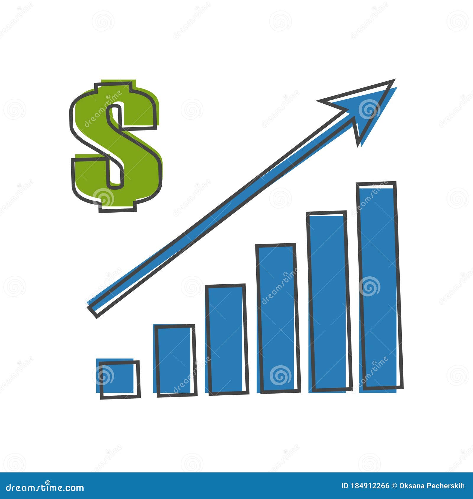 Vector Image of a Chart of Financial Growth. Finance Raising Icon
