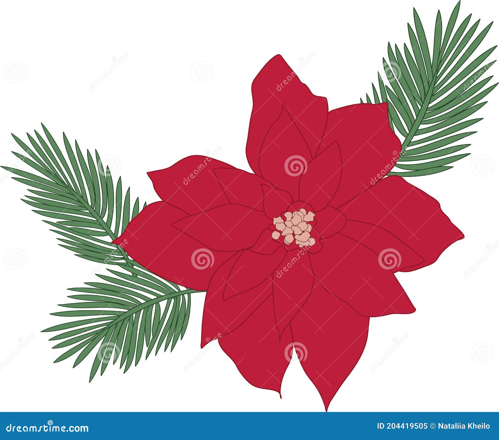 Vector Image of a Christmas Tree Flower Stock Vector Illustration of