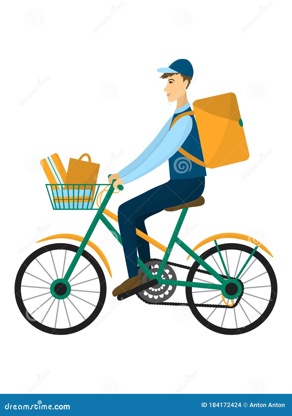 Vector Image of the Courier on the Bike